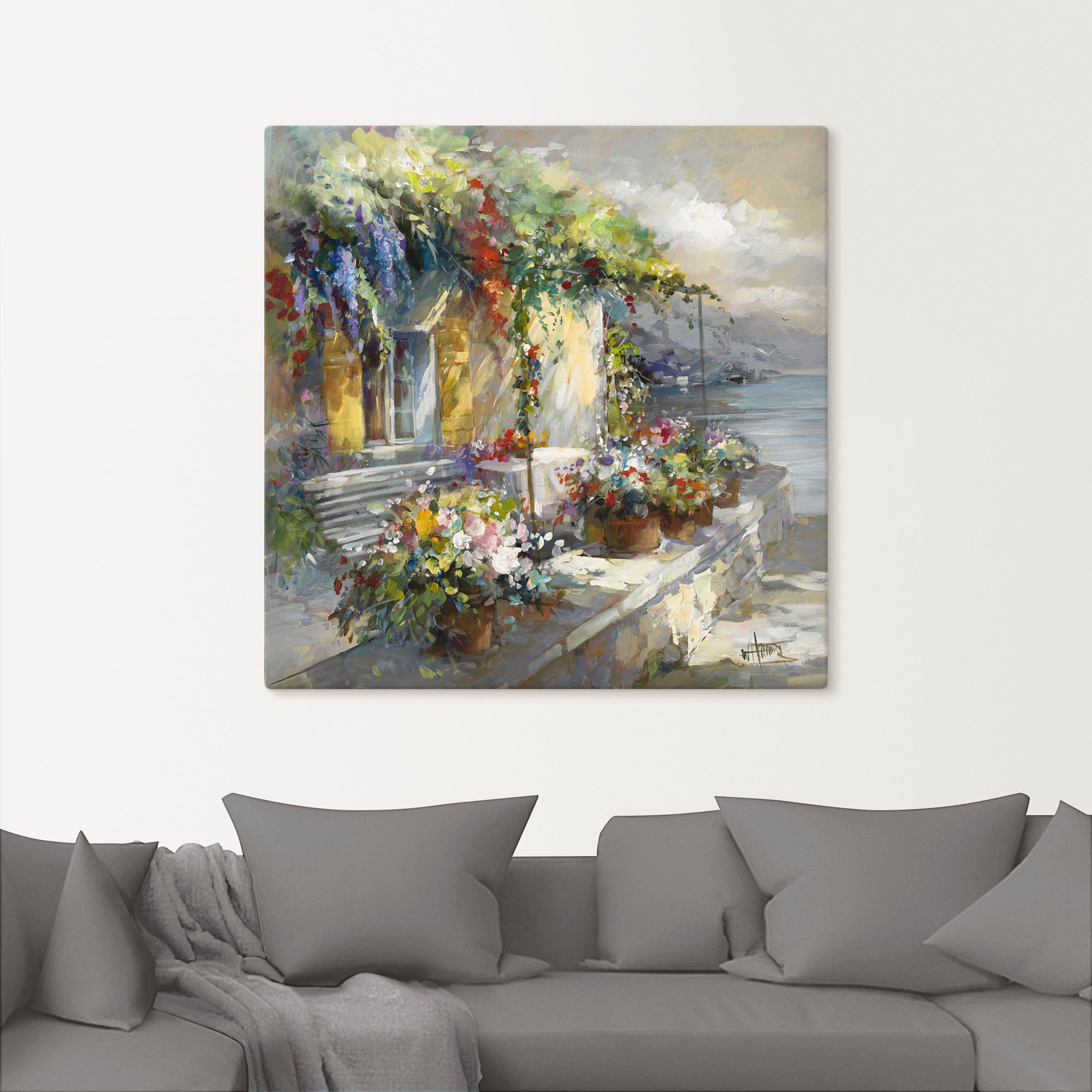 Artland Leinwandbild "Veranda am See", Garten, (1 St.), auf Keilrahmen gesp günstig online kaufen