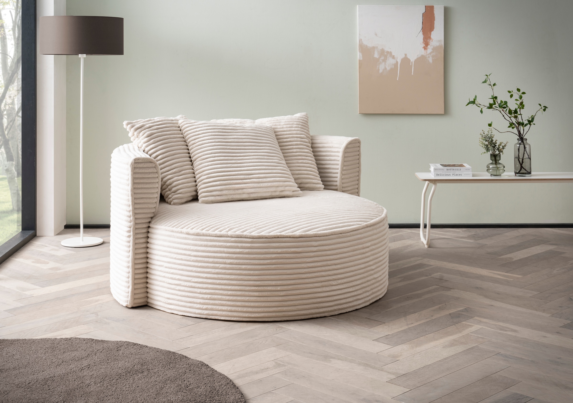 LeGer Home by Lena Gercke XXL-Sessel »Isalie, Lesesessel, Loveseat, inklusive Zierkissen«, extra große Sitzfläche, optional mit Hocker, Cord, Samt, Bouclé