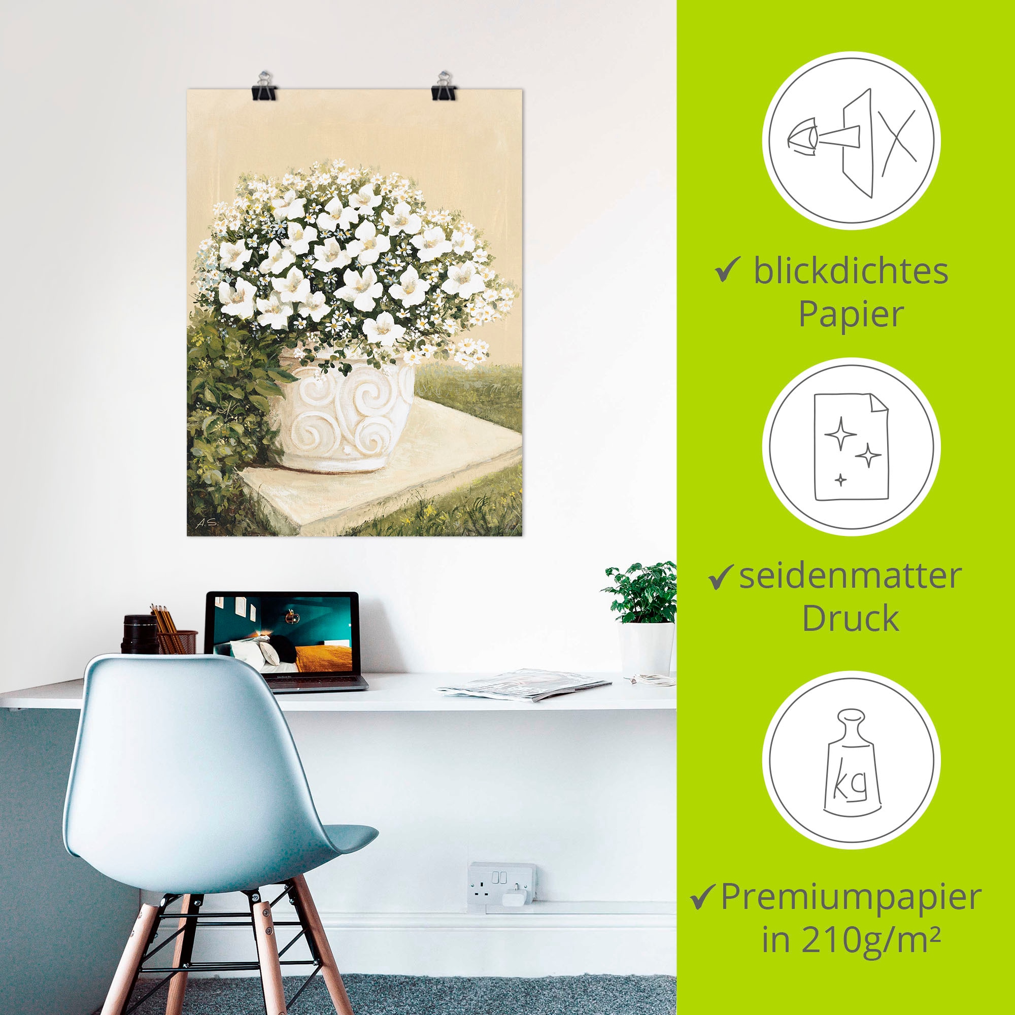 Artland Wandbild »Blumentopf I«, Blumen, (1 St.), als Alubild, Outdoorbild, Leinwandbild, Poster in verschied. Größen