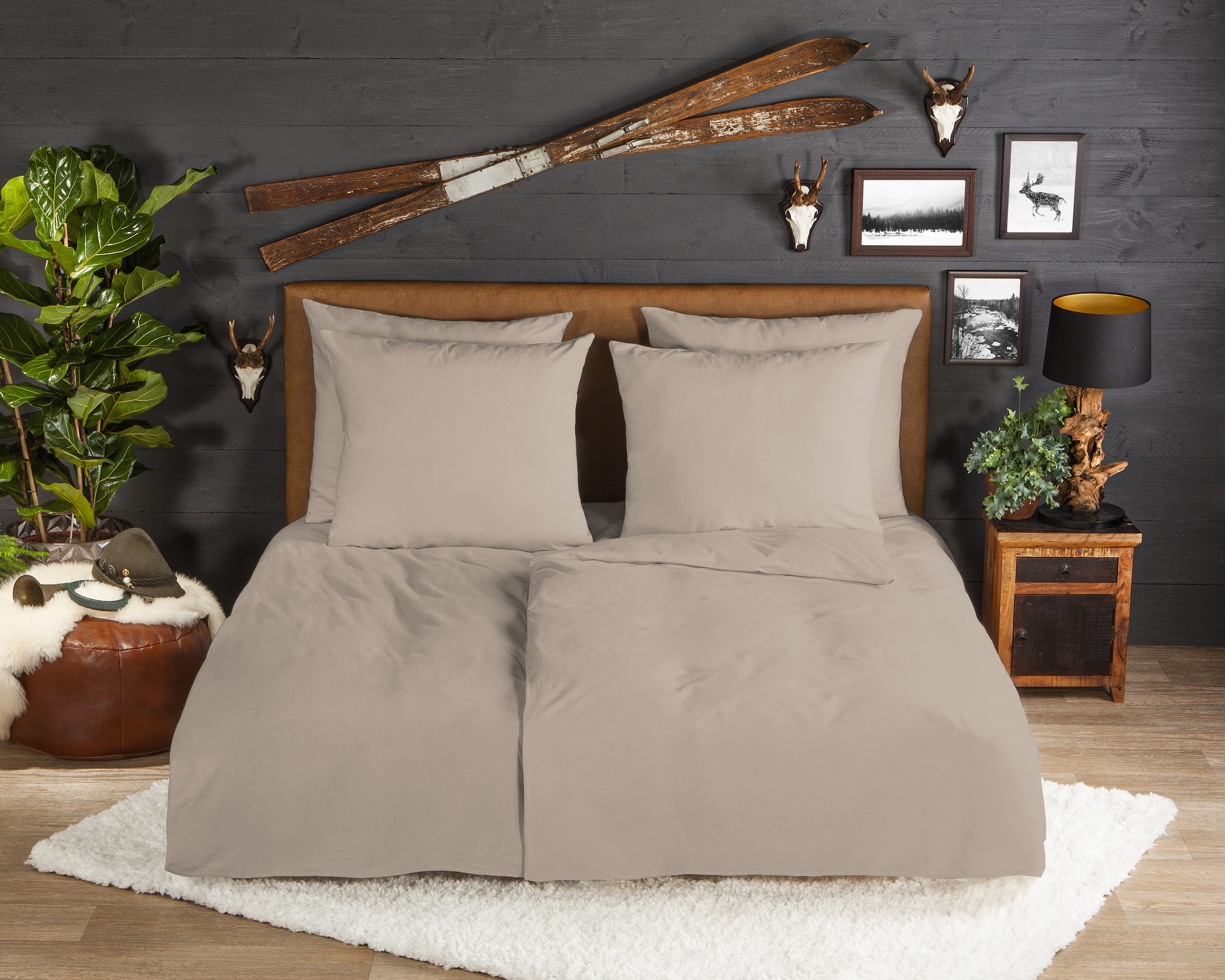 good morning Bettwäsche »Flanel Uni« 3 Stk. tlg. Flanell, Biber, Baumwolle, günstig online kaufen