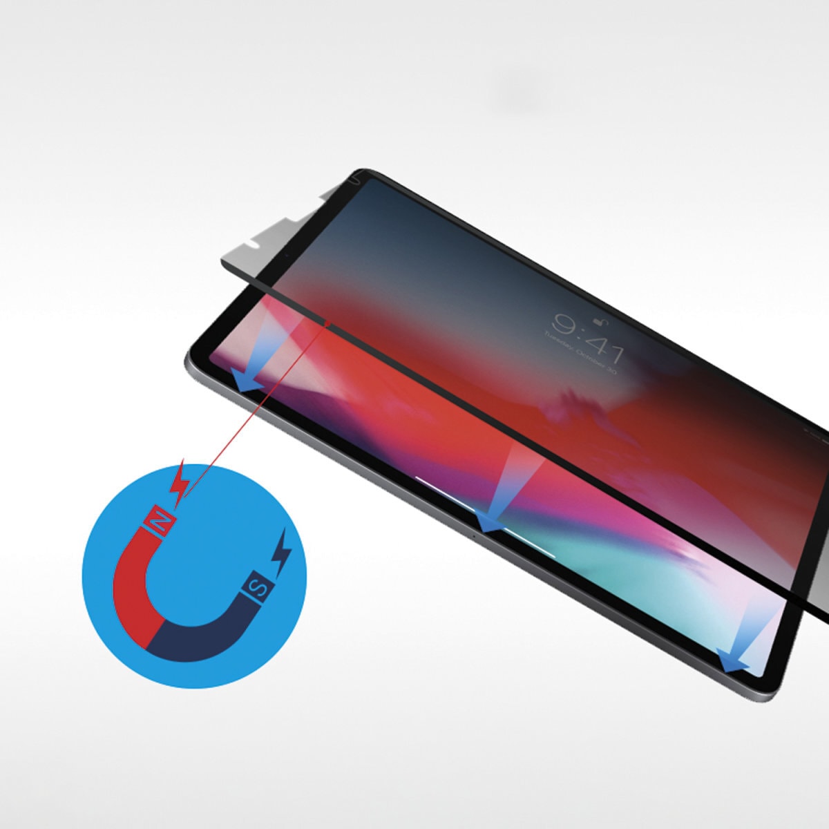 4smarts Displayschutzfolie »Magnetischer Privacy Filter«, für Apple iPad Pro 11 (M4, 2024), Blickschutzfolie, Schutzfolie, Bildschirmschutz, kratz- & stoßfest