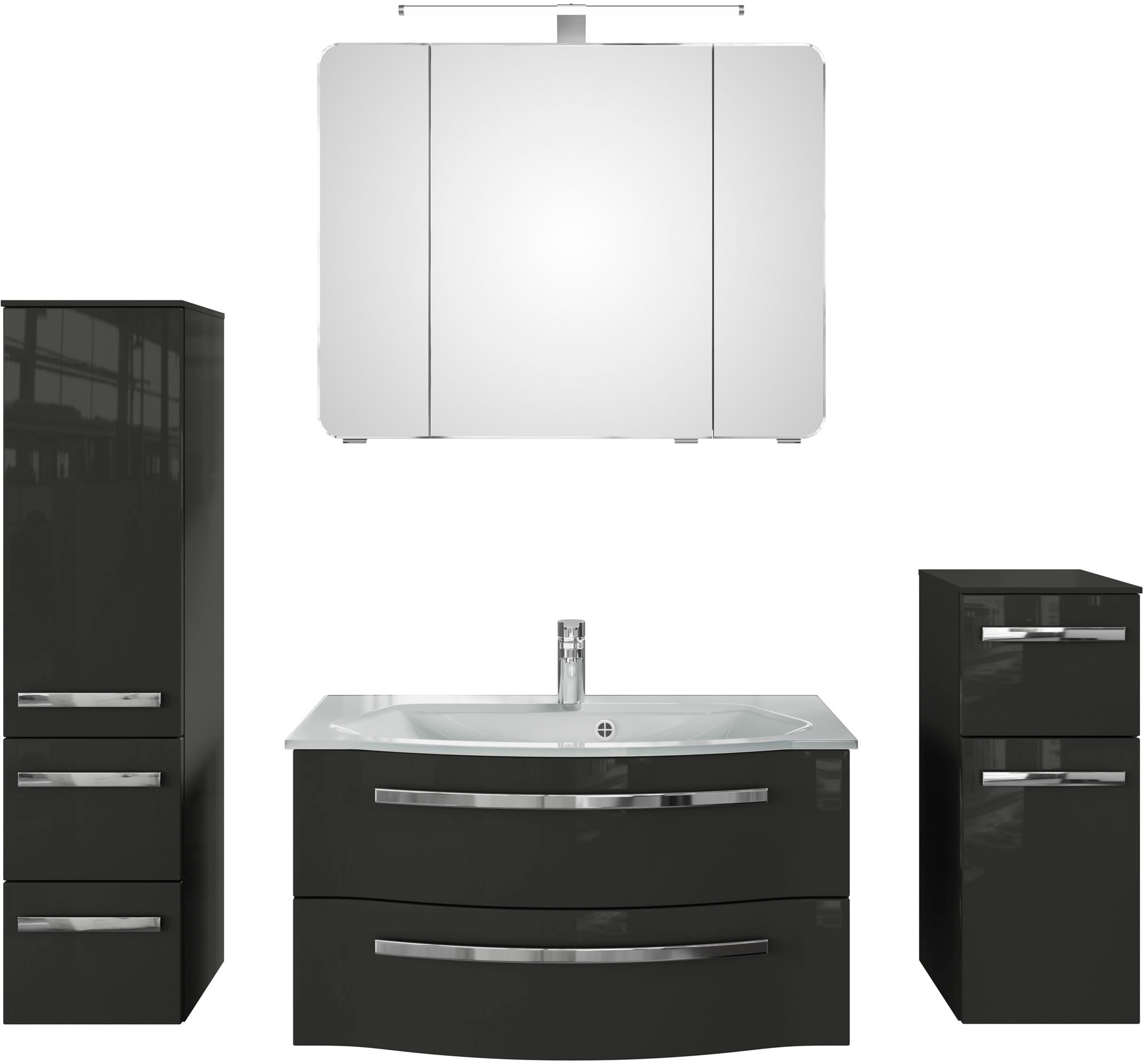 Saphir Badmöbel-Set »Serie 4005, vormontiert, Glaswaschbecken, Spiegelschra günstig online kaufen