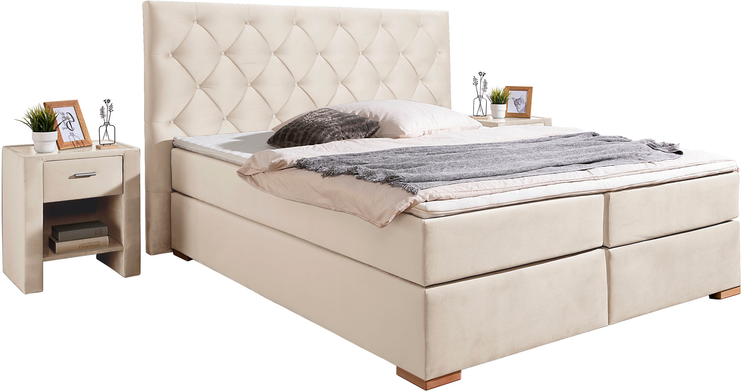 Home affaire Boxspringbett »Chalon, in verschiedenen Breiten«, inkl. Topper günstig online kaufen