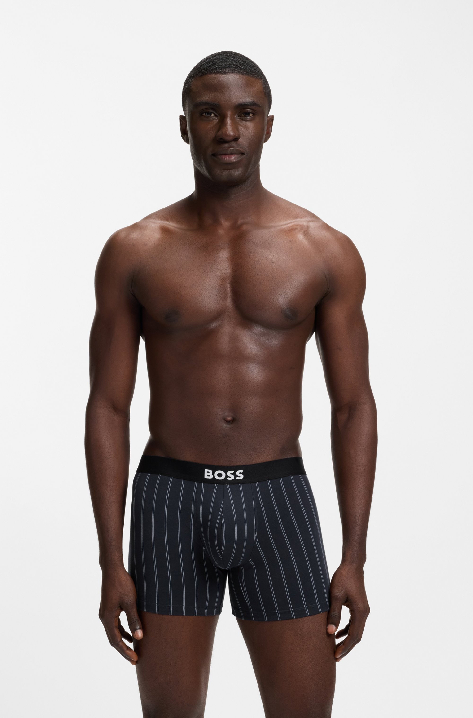 BOSS Boxershorts »Boxer Brief 3P BOSS ONE« 3 Stk. elastischer Bund mit Logo, 1x gemustert, 2x uni