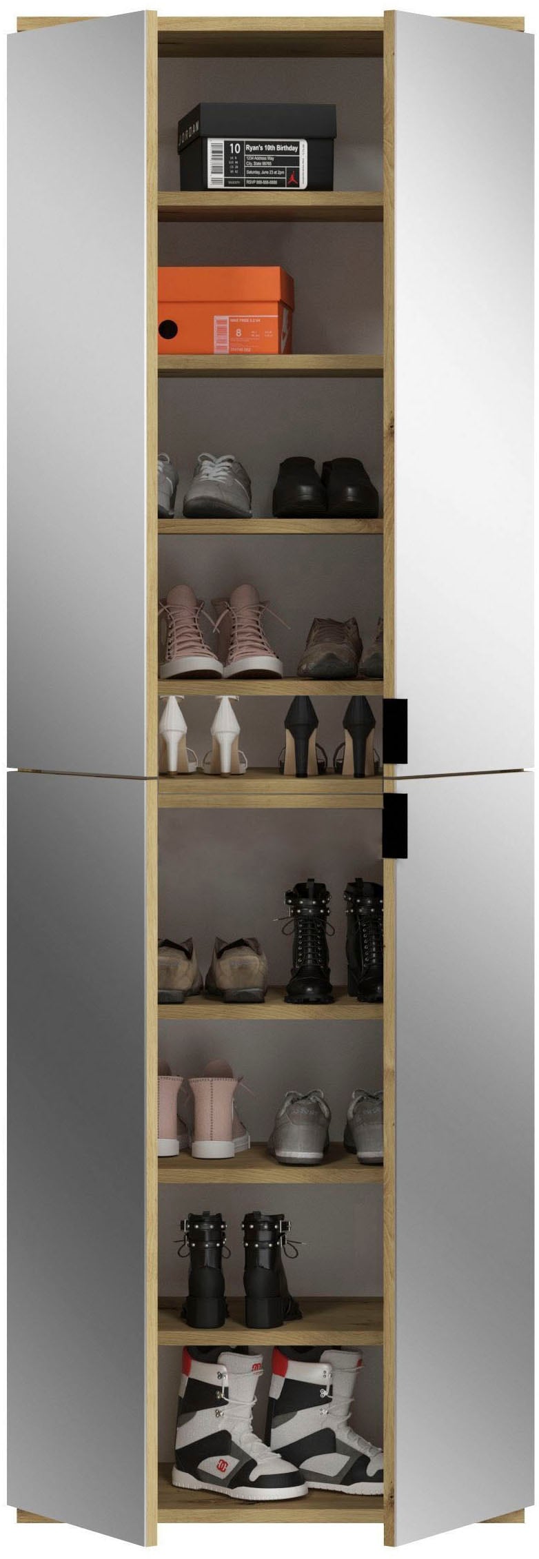 INOSIGN Garderoben-Set »Trondheim, Breite 121 cm, best. aus 3 Schränken, 8 Türen, 21 Fächer«, (Set, 3 St.), inkl. ausziehbarer Kleiderstange, Garderobenschrank, Kleiderschrank