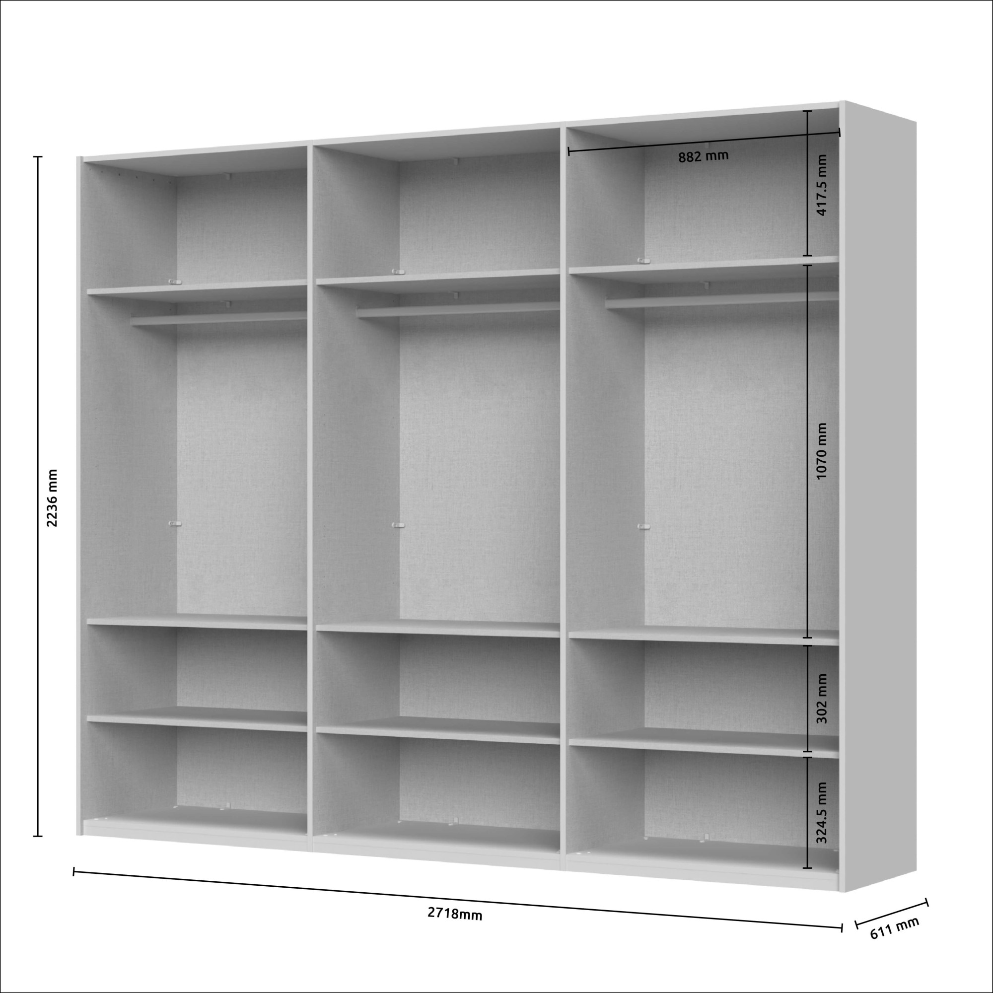 Places of Style Schwebetürenschrank »Opera Kleiderschrank, Schlafzimmerschrank, Garderobe, Schrank«, UV lackiert, Soft Close Funktion, Spiegel, Höhenverstellbare Füße