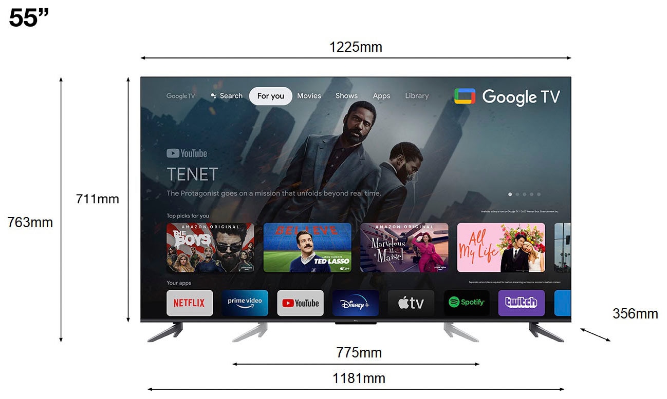 TCL OLED-Fernseher »55C643«, 4K Ultra HD, Google TV-Smart-TV