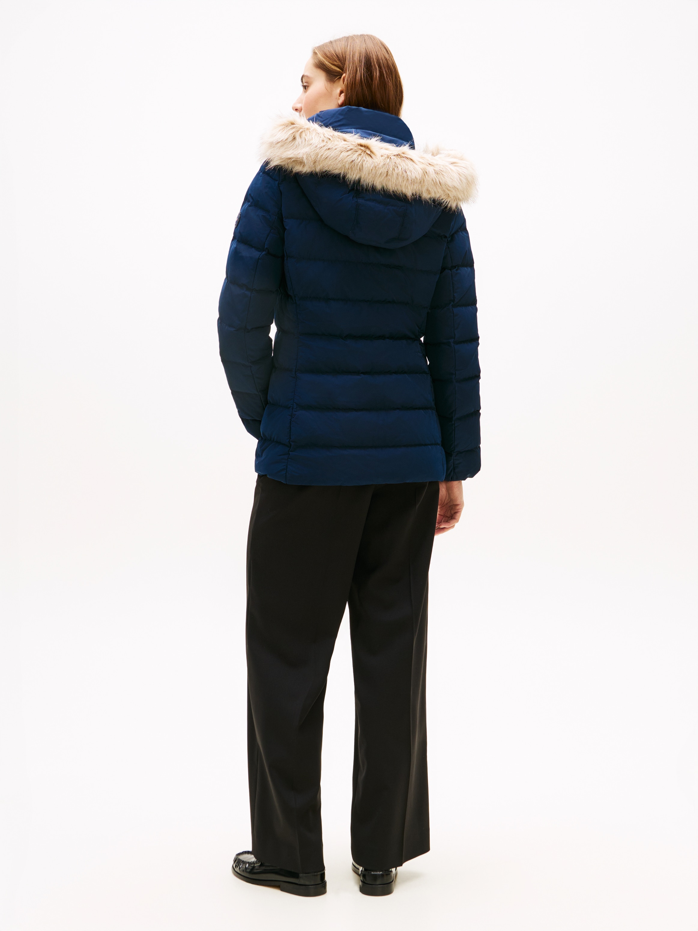 Tommy Hilfiger Steppjacke »MW DOWN SLIM JACKET WITH FUR« mit Kapuze mit Fellimitat
