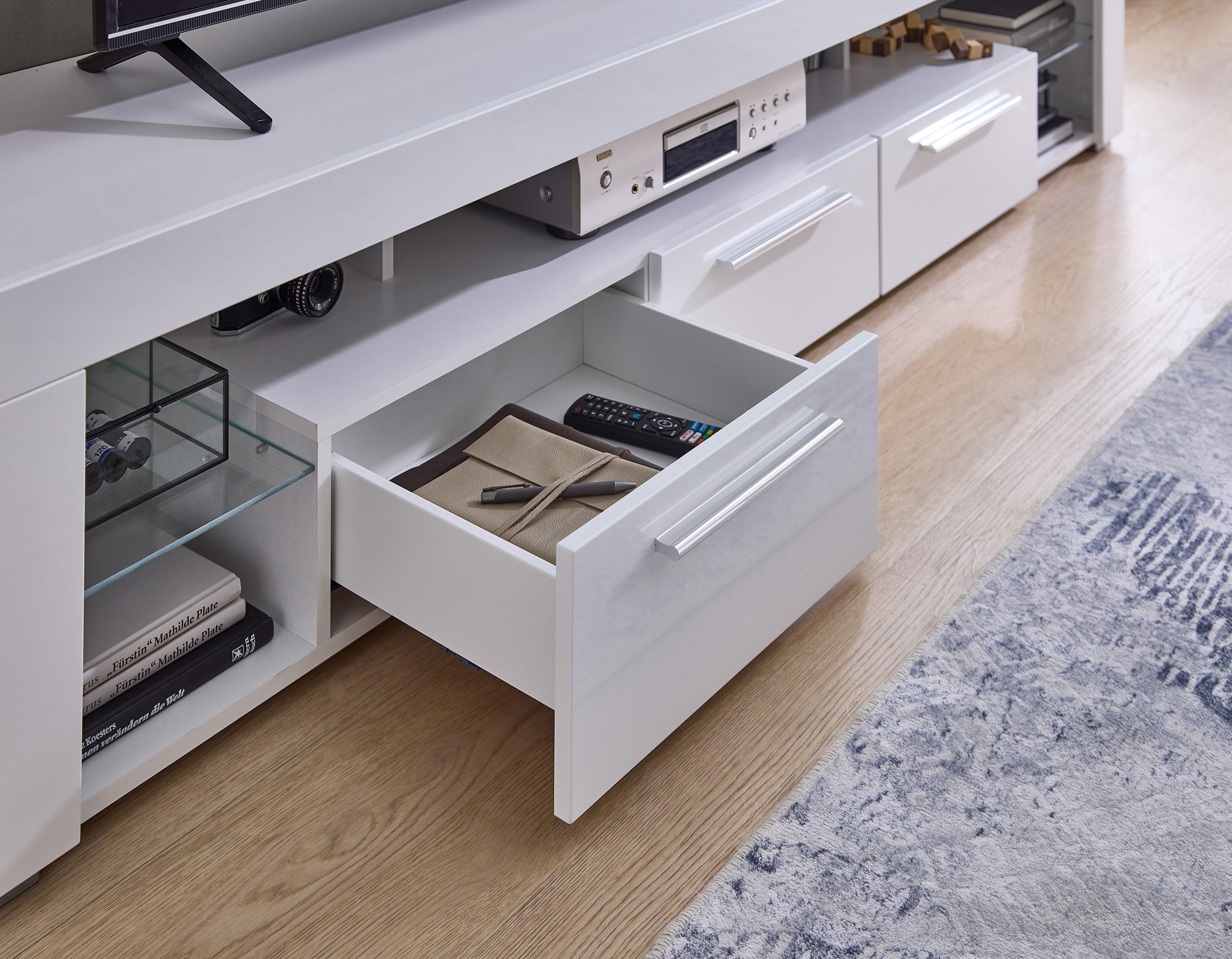 Stolkom TV-Schrank »Goal« 3 Schubkästen, 5 offenen Fächern, Stellmaß 200/44/44 cm