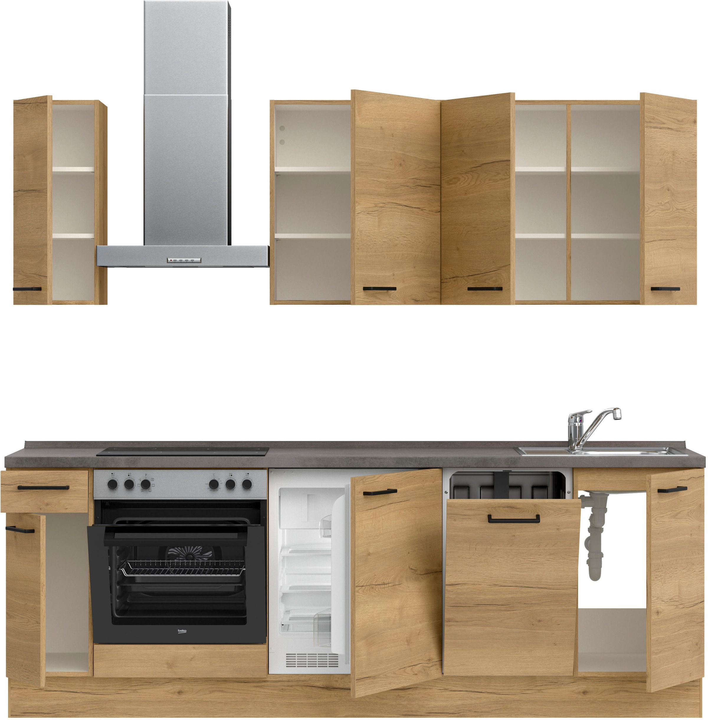 nobilia® Küchenzeile »"Structura I"«, vormontiert, Ausrichtung wählbar, Breite 240 cm, wahlw. mit E-Geräten