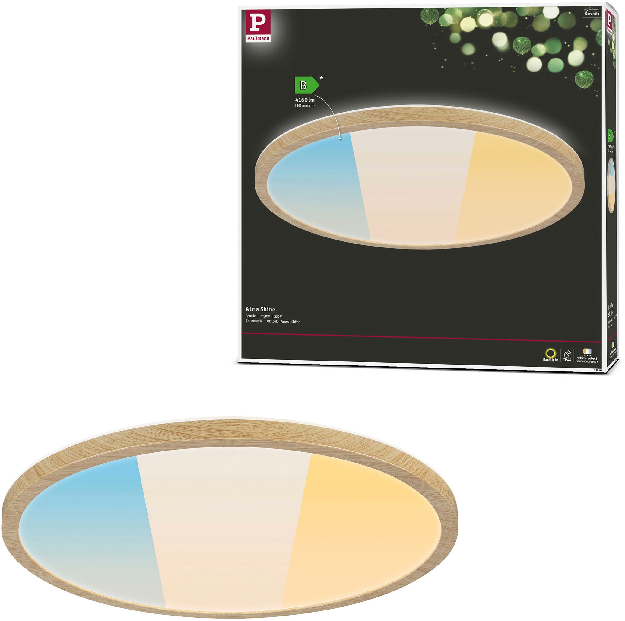 Paulmann LED Deckenleuchte »LED Panel Atria Shine IP44 rund 398mm White Swi günstig online kaufen