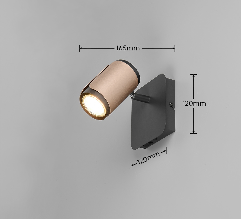 TRIO Leuchten Deckenstrahler »GILLAN, Spot 1-flammig, exkl 1x GU10 max 10W, 12x12x16,5 cm (B/H/T)«, 1 flammig, Leuchtmittel GU10 | Leuchtmittel wechselbar, als Wandstrahler oder Deckenstrahler montierbar, mit Kippschalter
