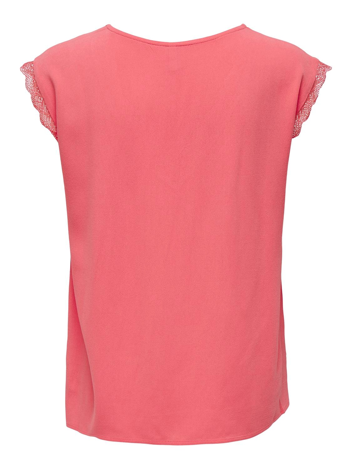 ONLY V-Shirt »ONLJASMINA S/S V-NECK LACE TOP NOOS PTM«