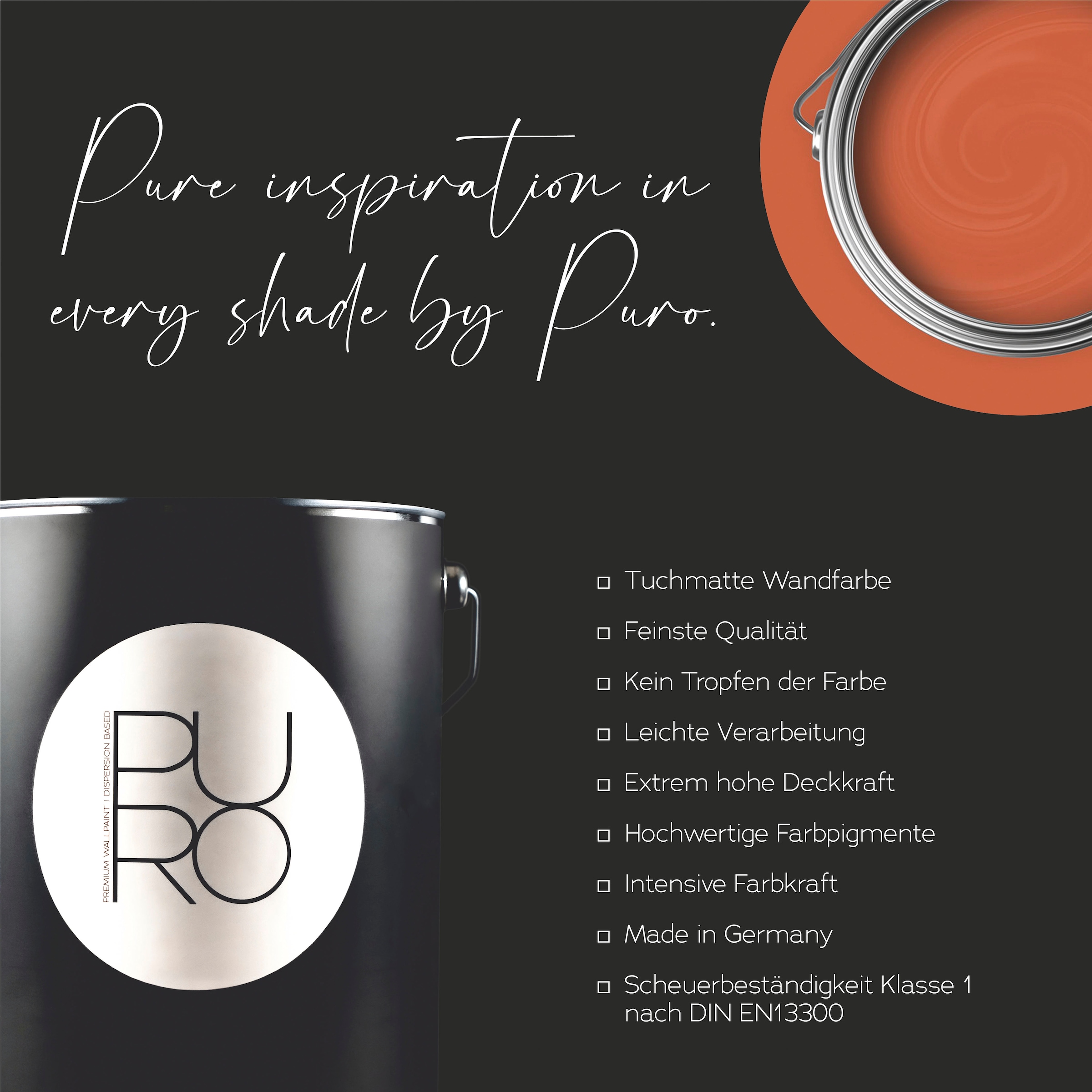 A.S. Création Wandfarbe »Premium Innenwandfarbe PURO Tuchmatt dusty orange« ideal für Wohnzimmer, Schlafzimmer, Flur und Küche, Farbwelt Orange