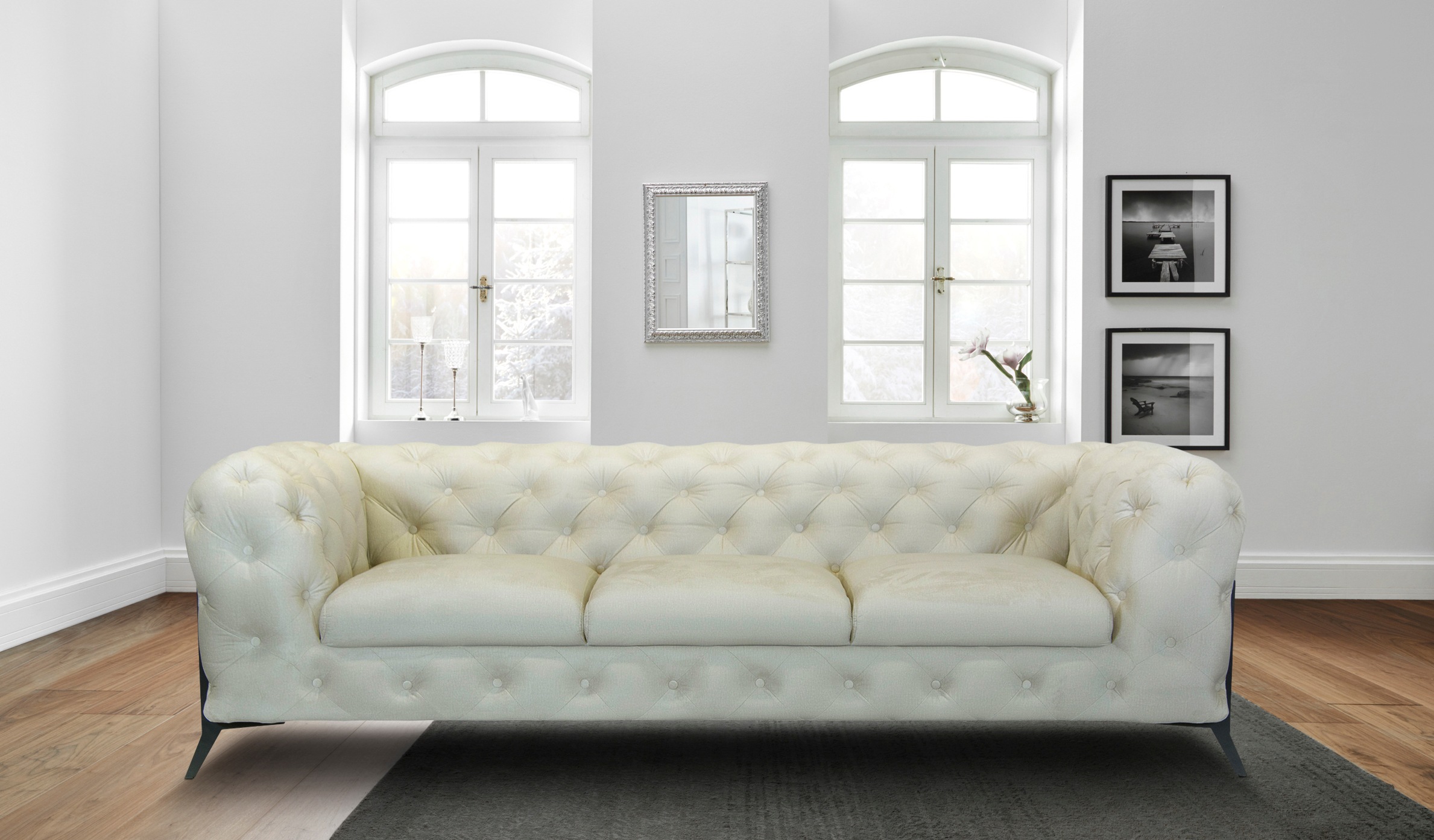 Leonique Chesterfield-Sofa »Amaury«, aufwändige Knopfheftung, moderne Chesterfield Optik, Fußfarbe wählbar