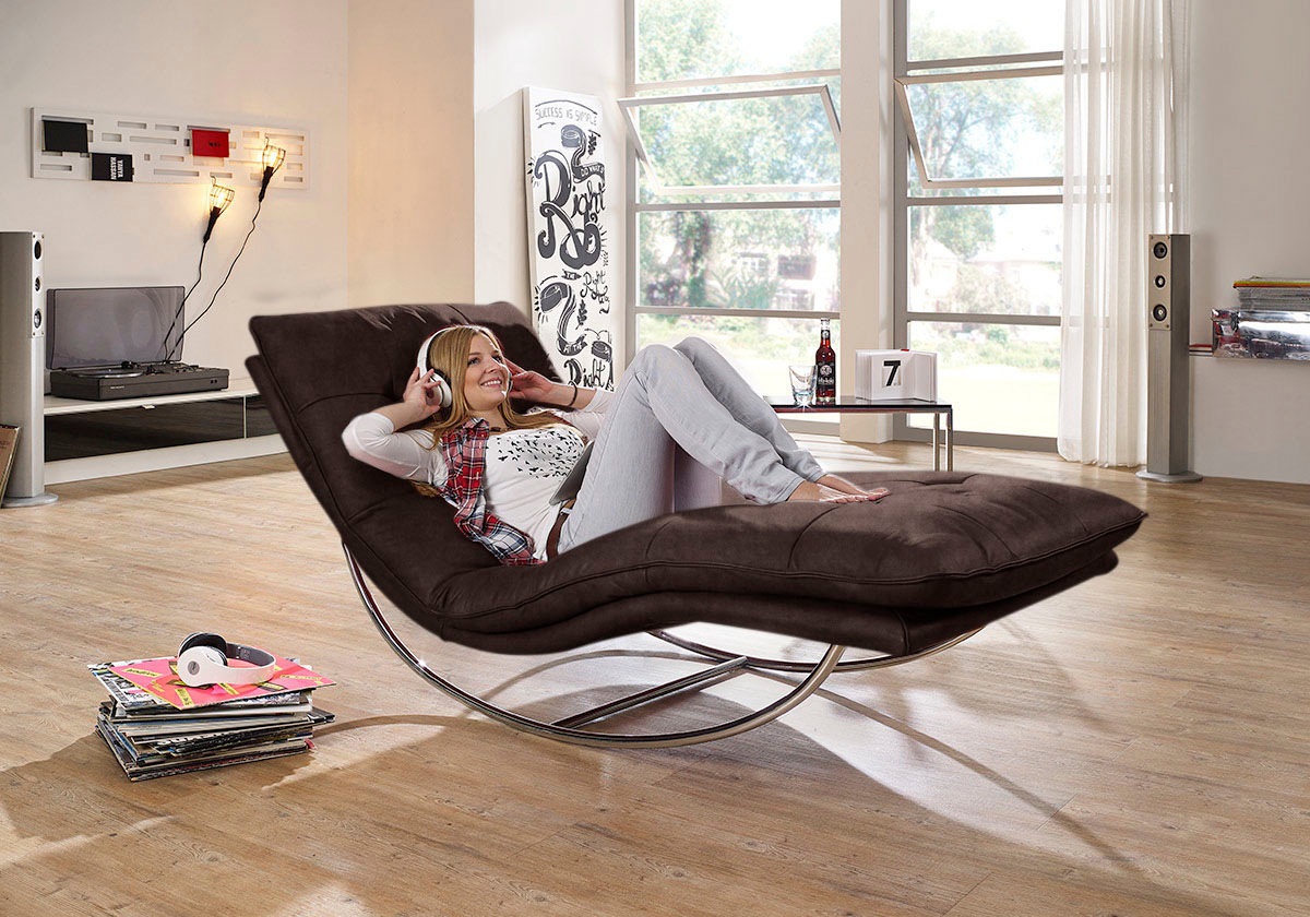 W.SCHILLIG Relaxliege »daily dreams«, in Waffelkissen-Optik, Schaukelgestell Chrom glänzend, in 2 Breiten