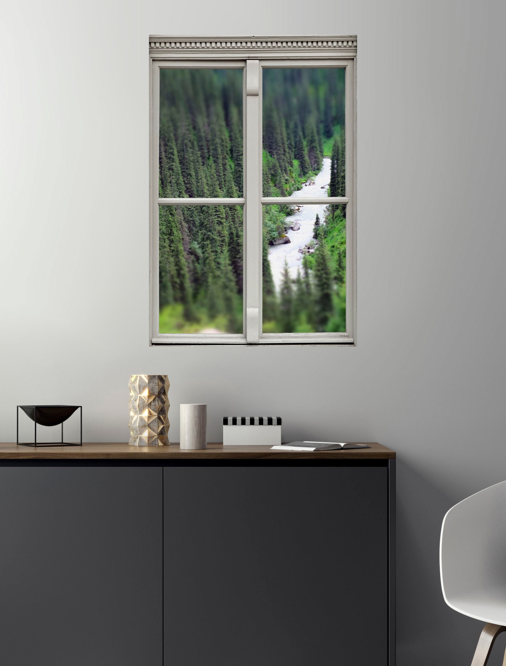 queence Wandsticker »Fluss«, Wandsticker, Wandbild, selbstklebend, 3D, Fenster