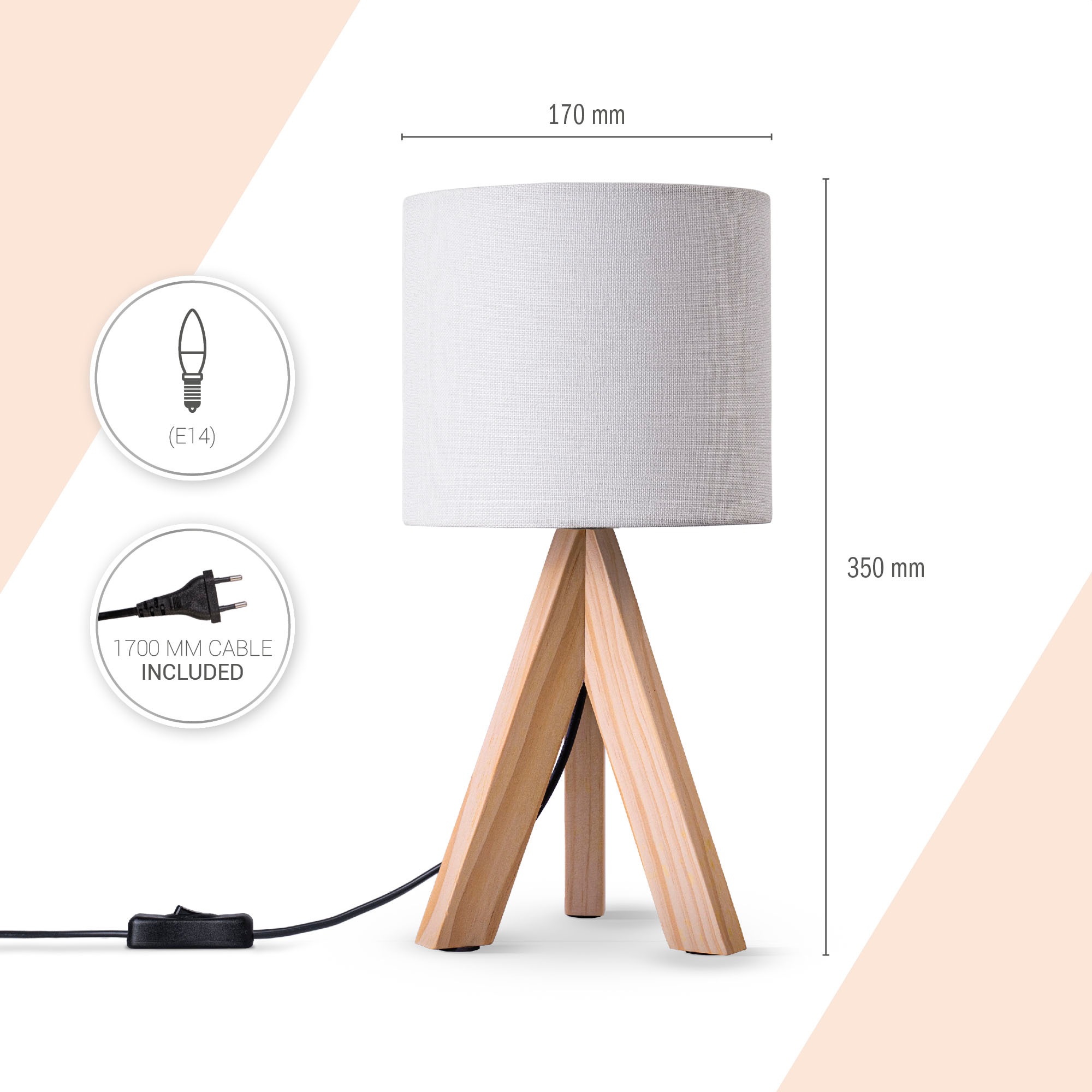 Paco Home Tischleuchte »BAJO CANVAS UNI COLOR«, 1 flammig, Leuchtmittel E14 günstig online kaufen