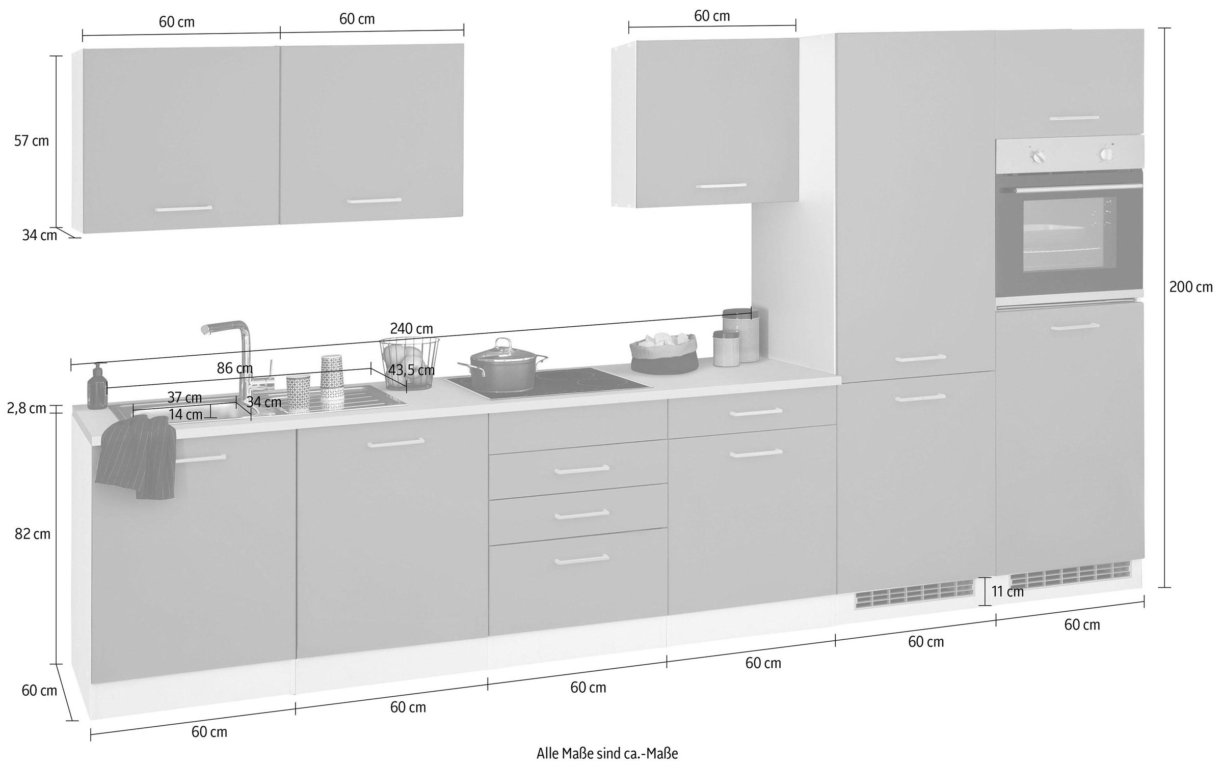 HELD MÖBEL Küchenzeile »Visby«, ohne E-Geräte, 360 cm, für  Kühl/Gefrierkombination und Geschirrspüler auf Rechnung kaufen
