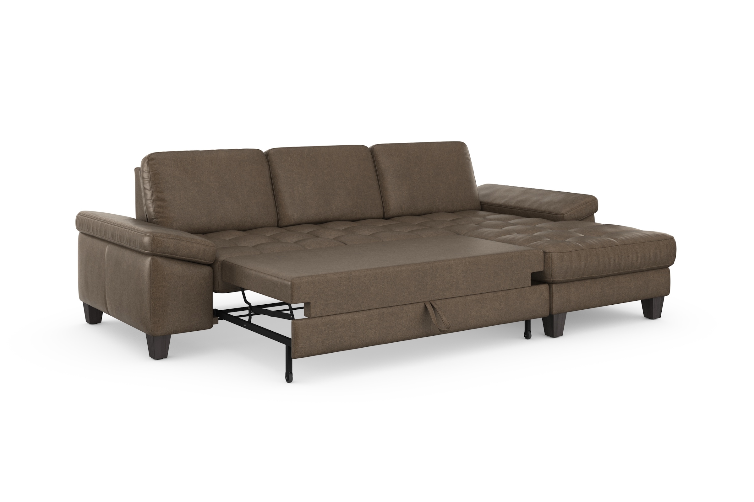 sit&more Ecksofa »Westham L-Form«, Recamiere, mit oder ohne Bettfunktion, Bettkasten, Füße wengefarben