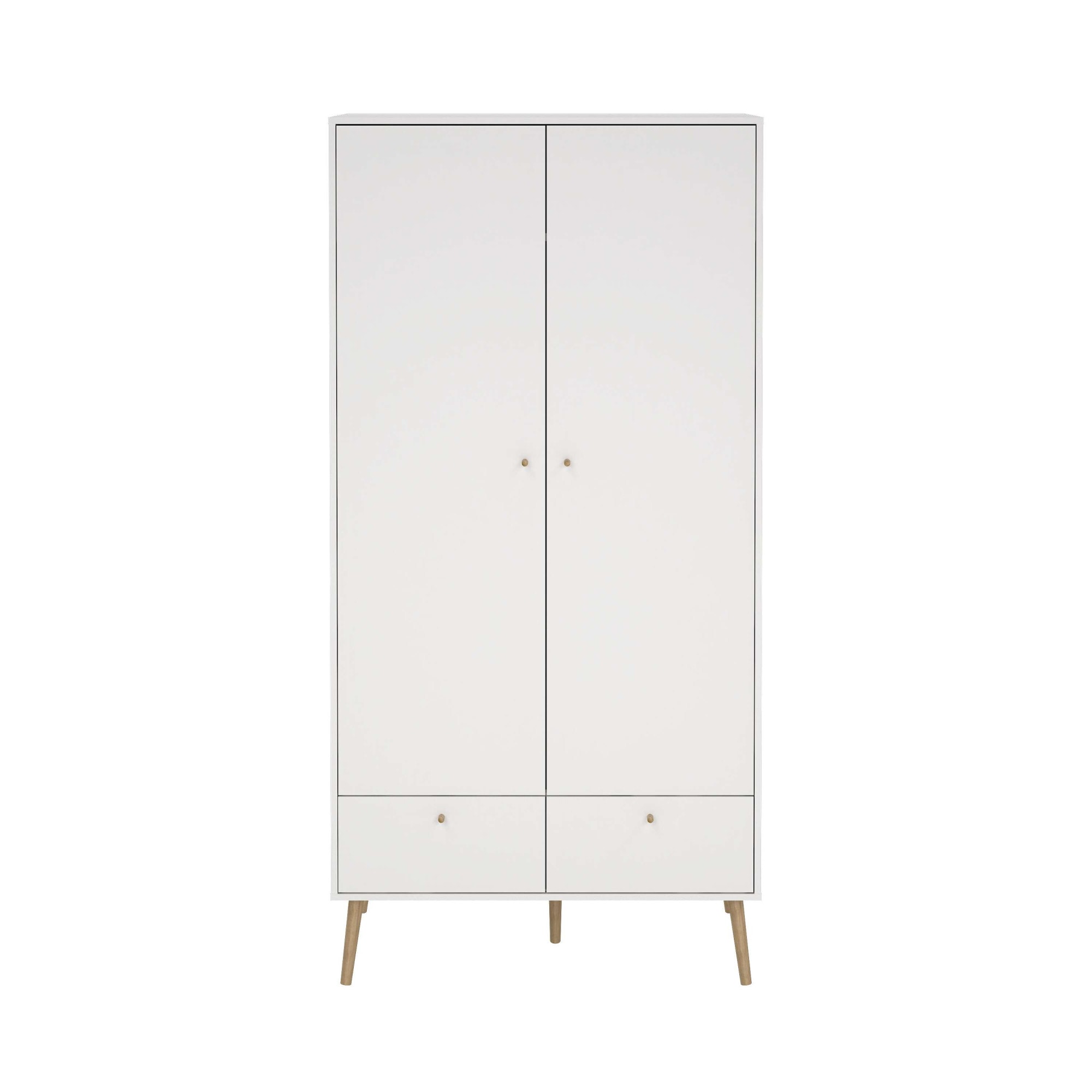 andas Kleiderschrank »Bodo, Drehtürenschrank, Aufbewahrung Kasten Schrank Stauraum«, 2 Türen, 2 Schubladen, Beine und Griffe Massivholz, Breite 99 cm