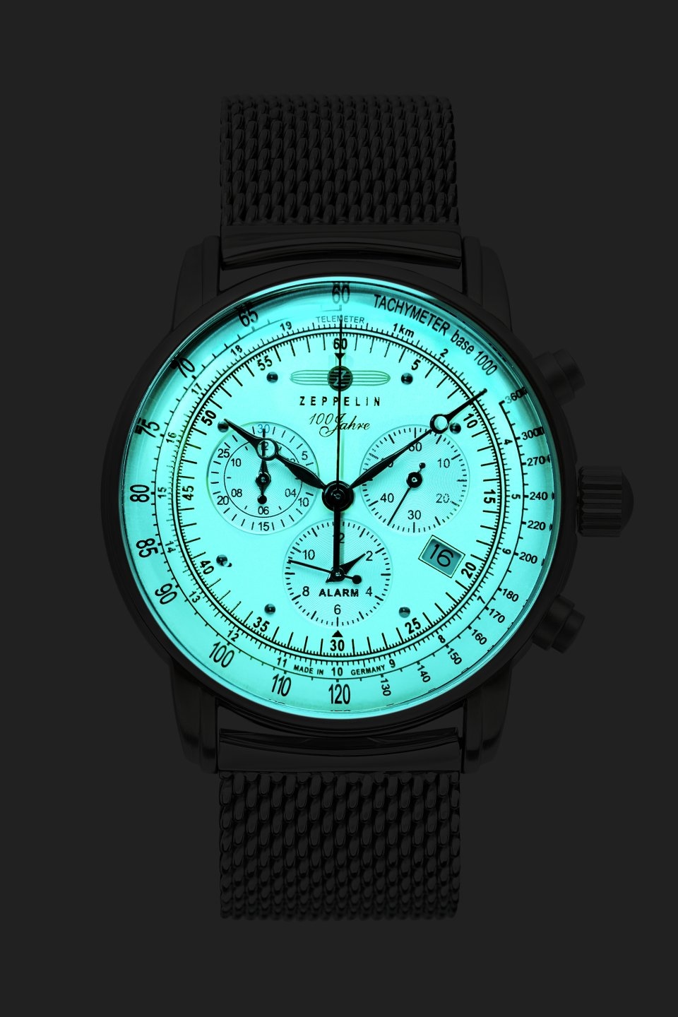 ZEPPELIN Chronograph »100 Jahre«, Quarzuhr, Armbanduhr, Herrenuhr, Made in Germany, Edelstahlarmband