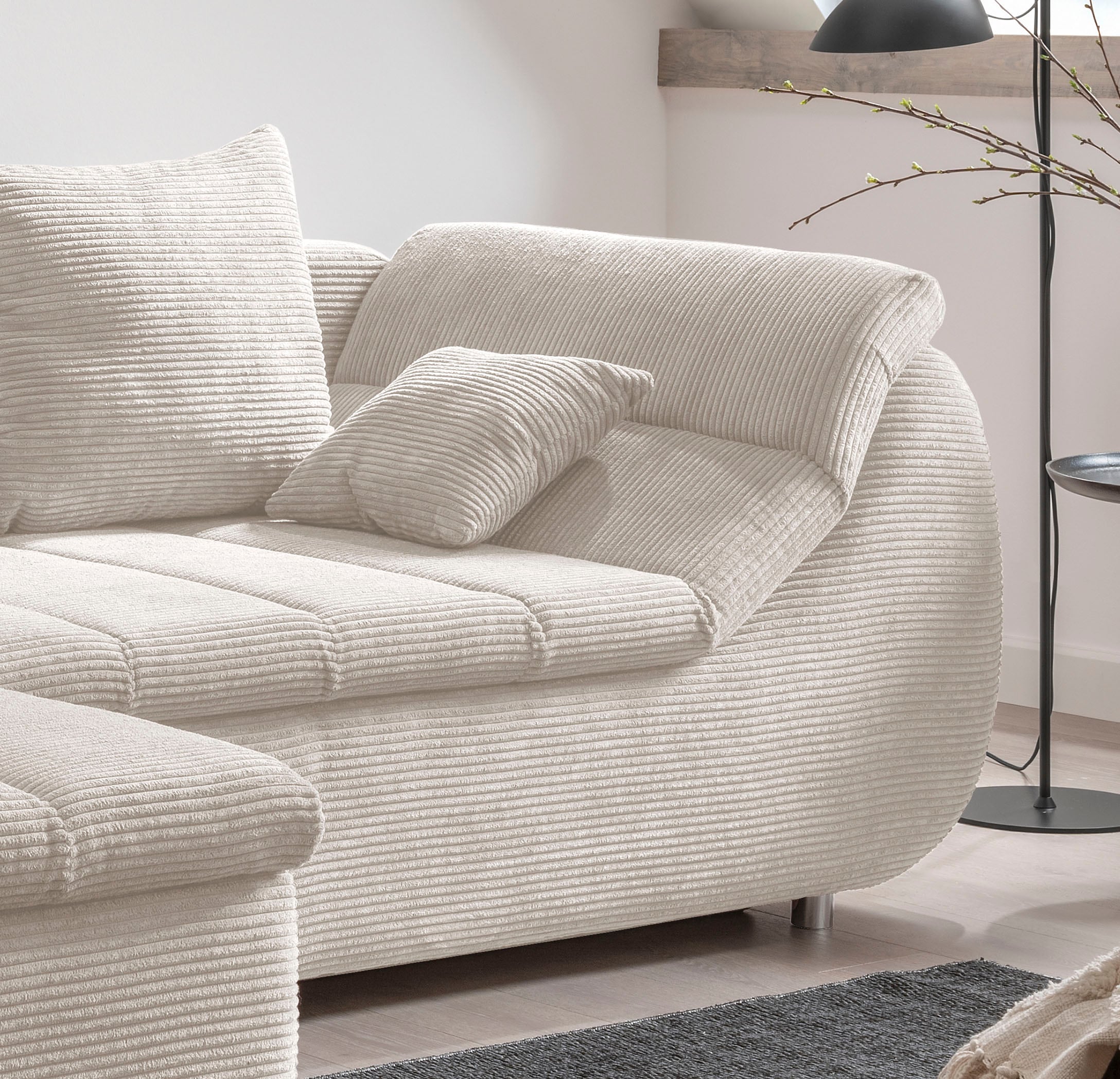 INOSIGN Ecksofa »Imola elegant und bequem, aktuelle Steppung im Sitz, L-Form«, wahlweise mit Bettfunktion
