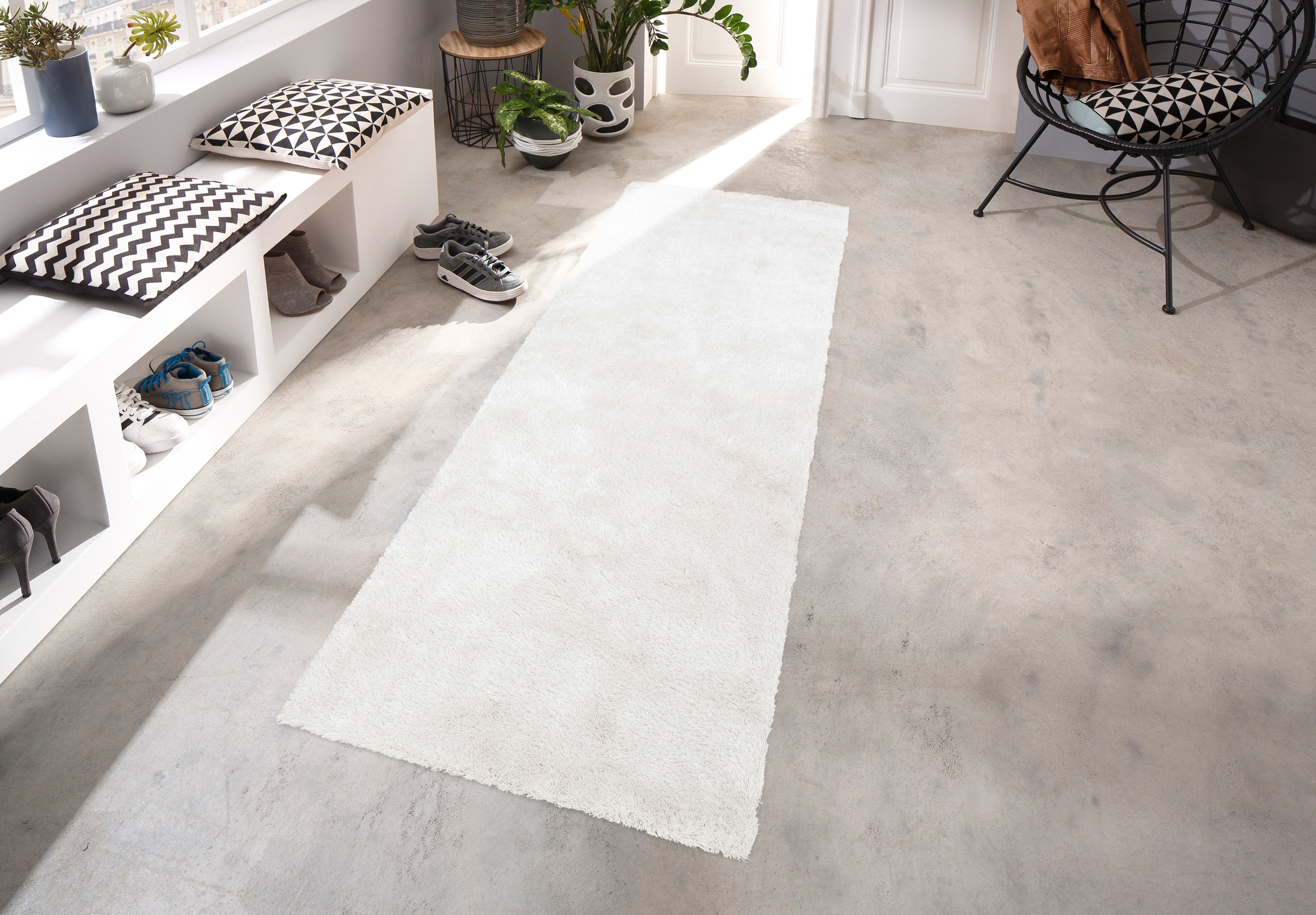 Bruno Banani Hochflor-Läufer »Dana Teppich, Kundenliebling«, rechteckig, 30 mm Höhe, Brücke, uni, weich, Mikrofaser, Diele, Flur, Wohnzimmer, Schlafzimmer