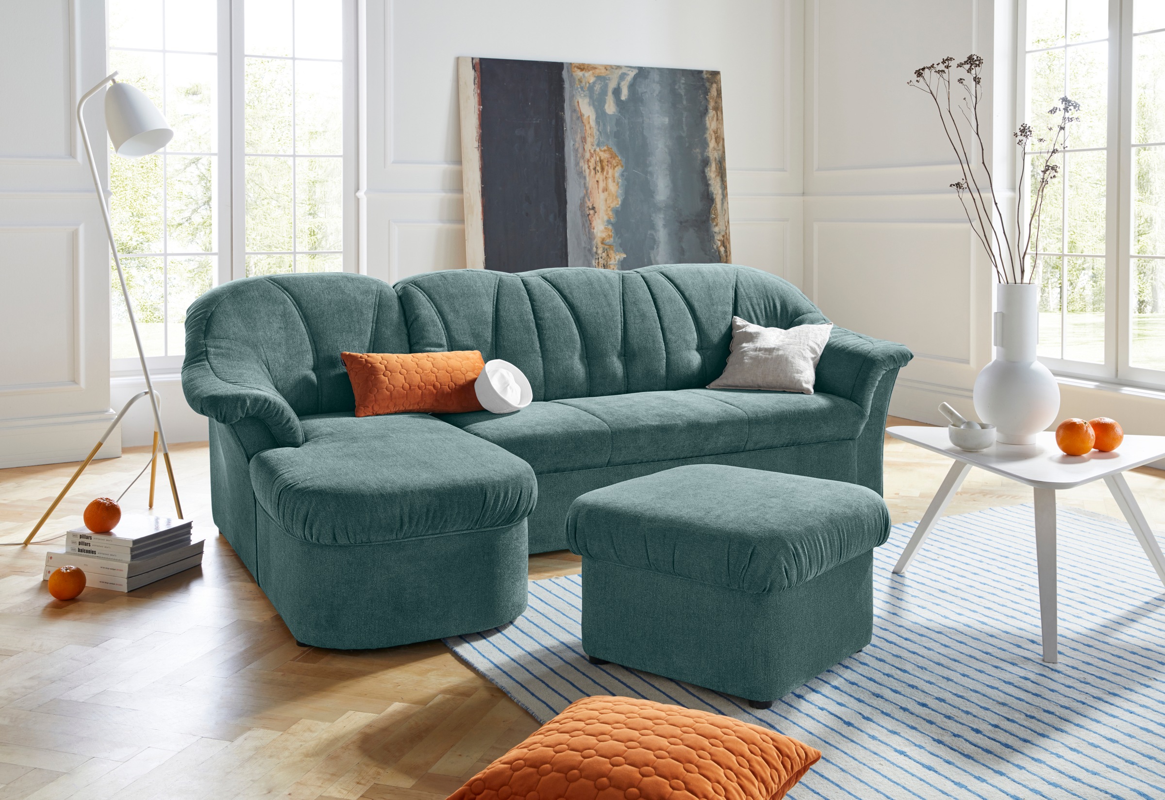 DOMO collection Ecksofa »Pegnitz, elegante Rückensteppung, komfortabel, Bre günstig online kaufen