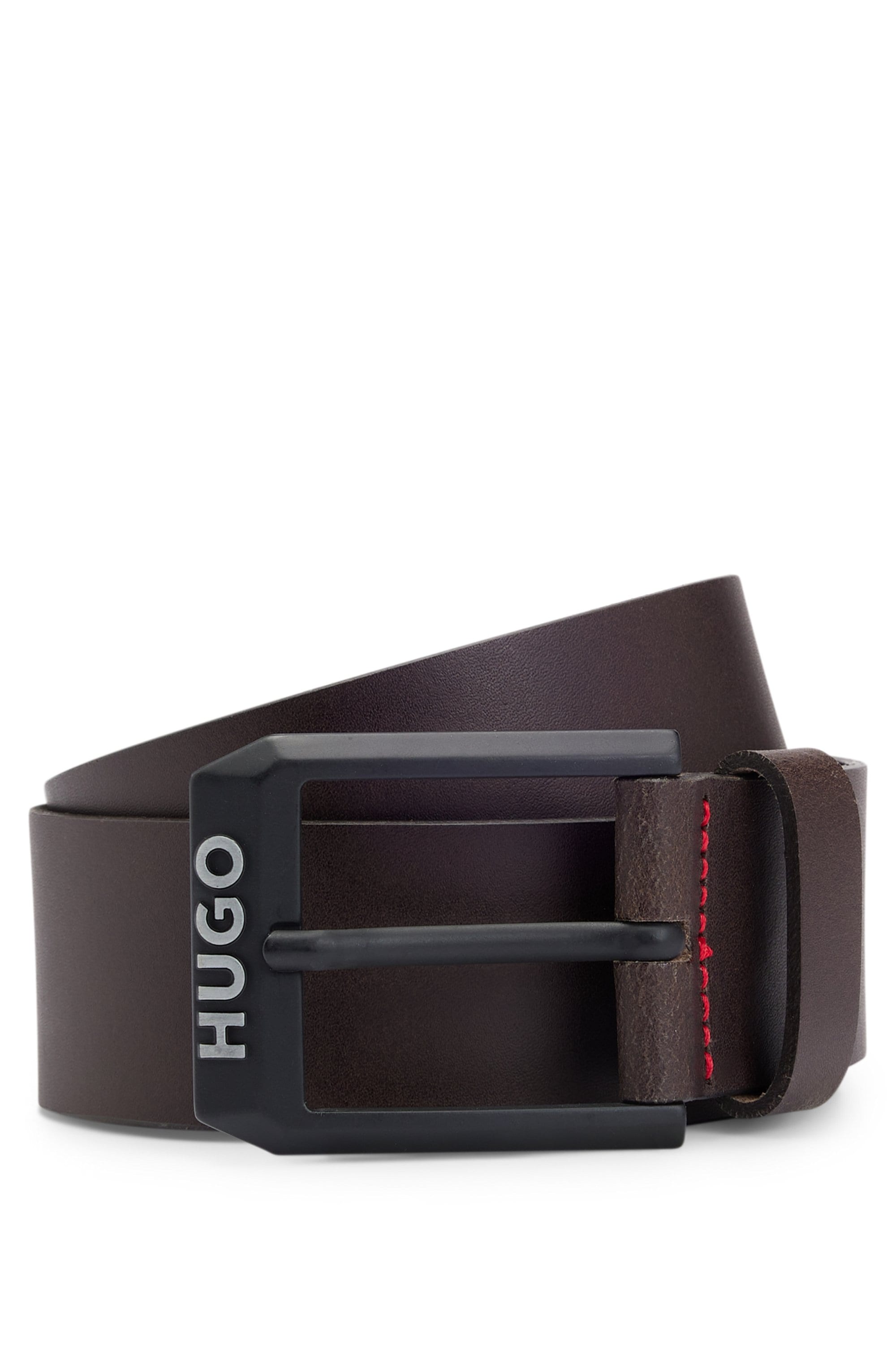HUGO Ledergürtel »Gelio-B_Sz40«, HUGO Markenlabel, rote Ziehnaht