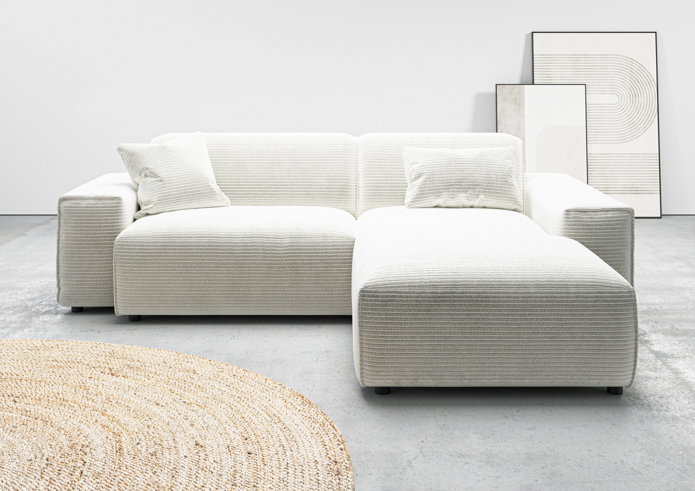 andas Ecksofa »Glimminge L-Form auch in Breitcord, Feincord + Easy care-Bezug,«, Breite 234, Zierkissen
