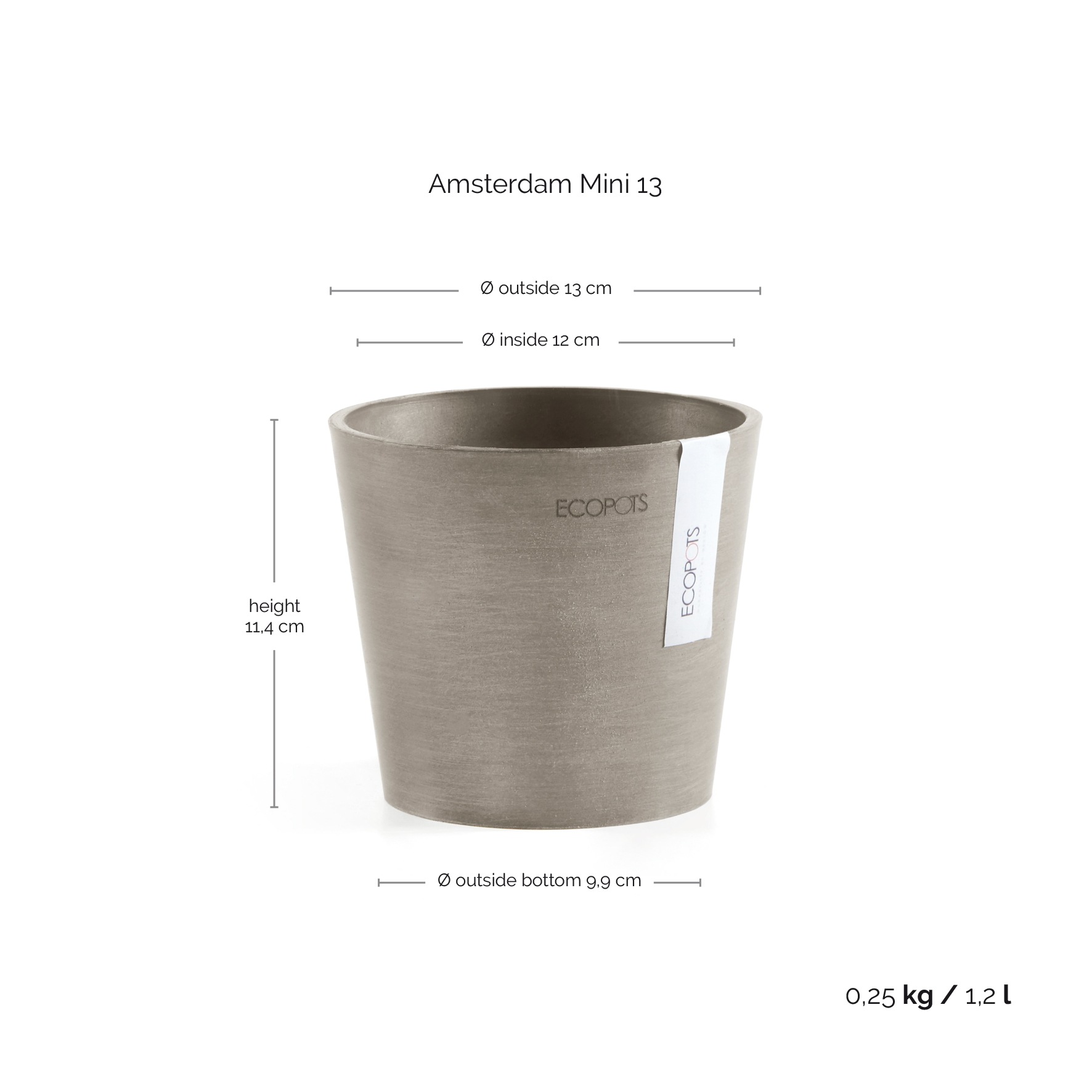 ECOPOTS Blumentopf »Amsterdam Mini«, (Set, 4 St.), verschiedene Größen mit passendem Untersetzer Ø36cm