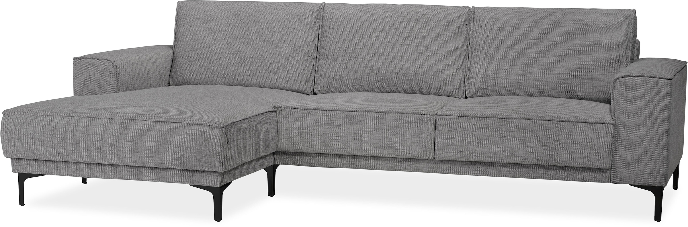Places of Style Ecksofa »Polsterecke Oland, Struktur, Flachgewebe, Luxus-Microfaser, Boucle«, L-Form, 280 cm, Wellenunterfederung, Skandi-Design, Metallfüße