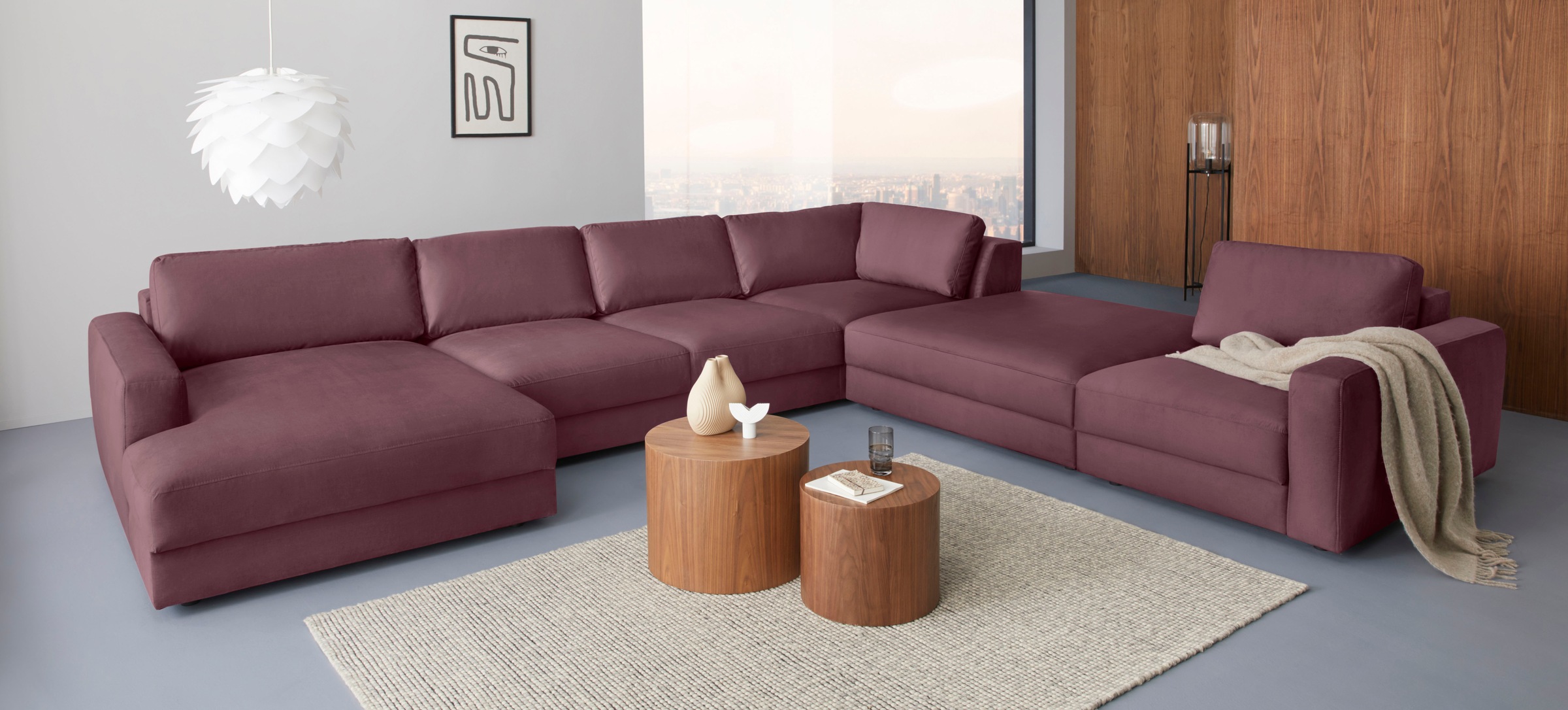 Places of Style Wohnlandschaft »Bloomfield, Mega Polsterecke, Breite 390cm, viel Platz, U-Form«, In verschiedenen Größen bestellbar