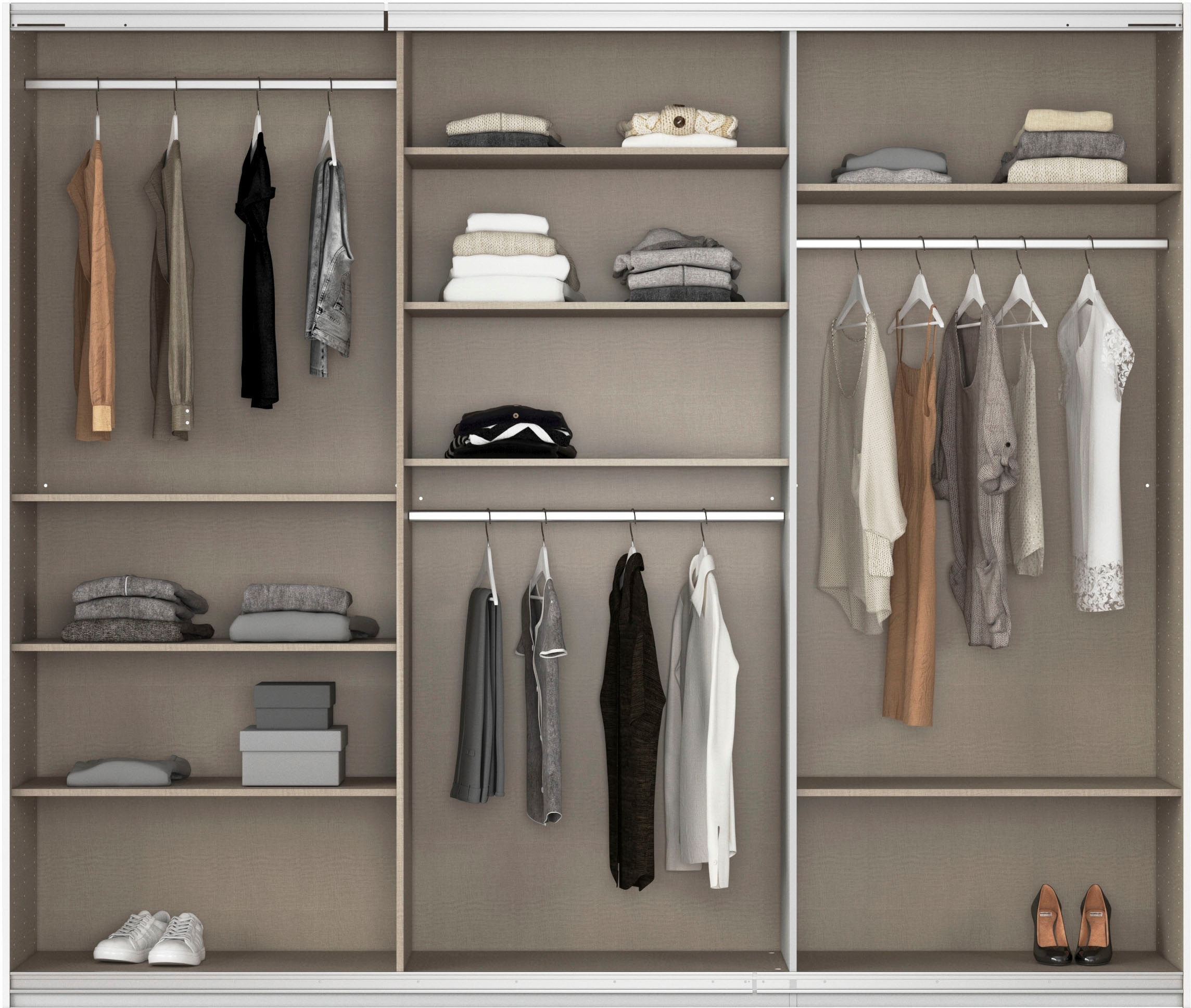 rauch Schwebetürenschrank »Kleiderschrank Schrank OTTO´S CHOICE Garderobe AGORDO«, (in zwei Griff-Farben), Top Innenausstattung, in 4 Breiten und 2 Höhen MADE IN GERMANY