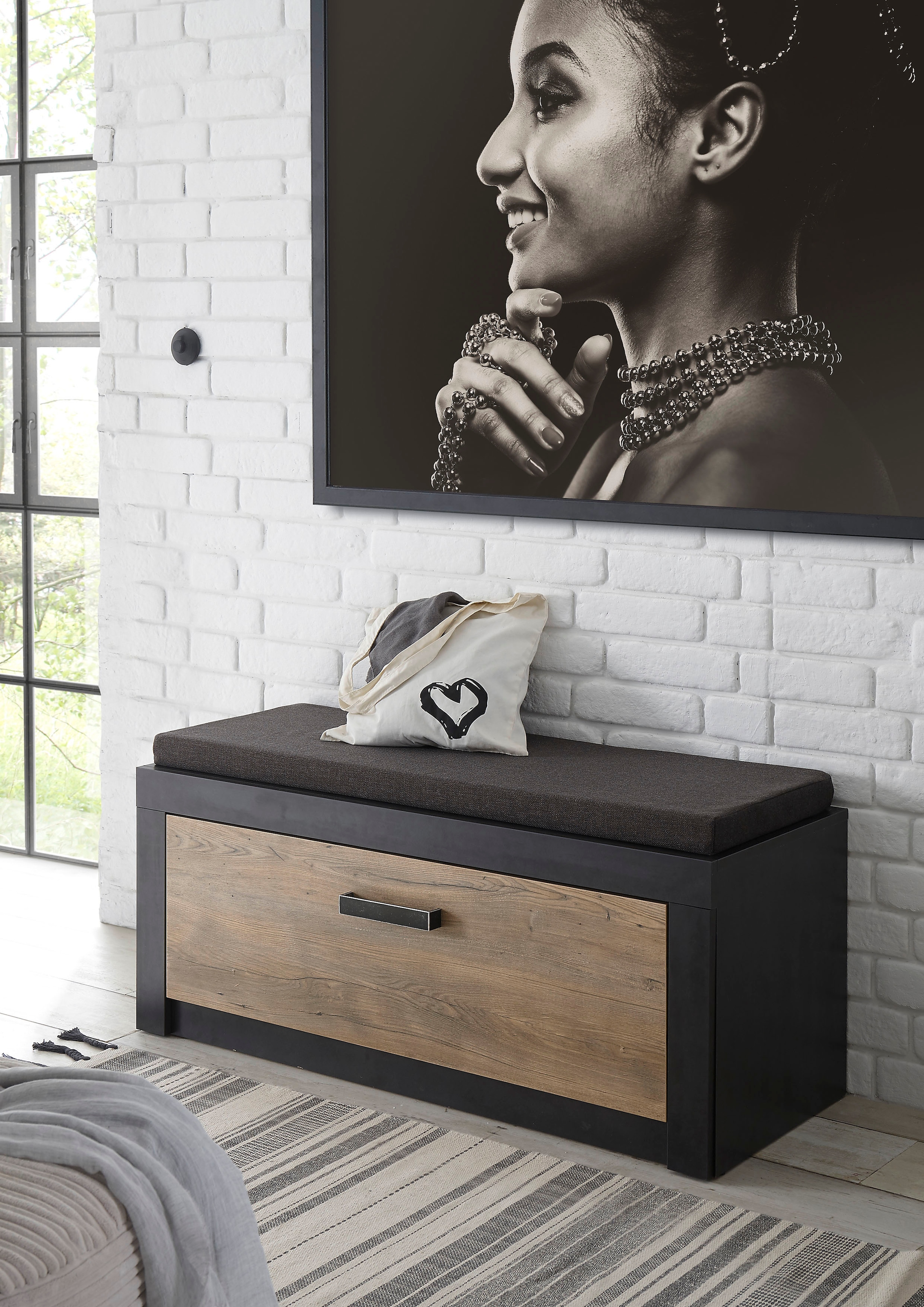 INOSIGN Schuhbank »Brügge, Garderobenbank mit Klappe und Sitzkissen, modern günstig online kaufen