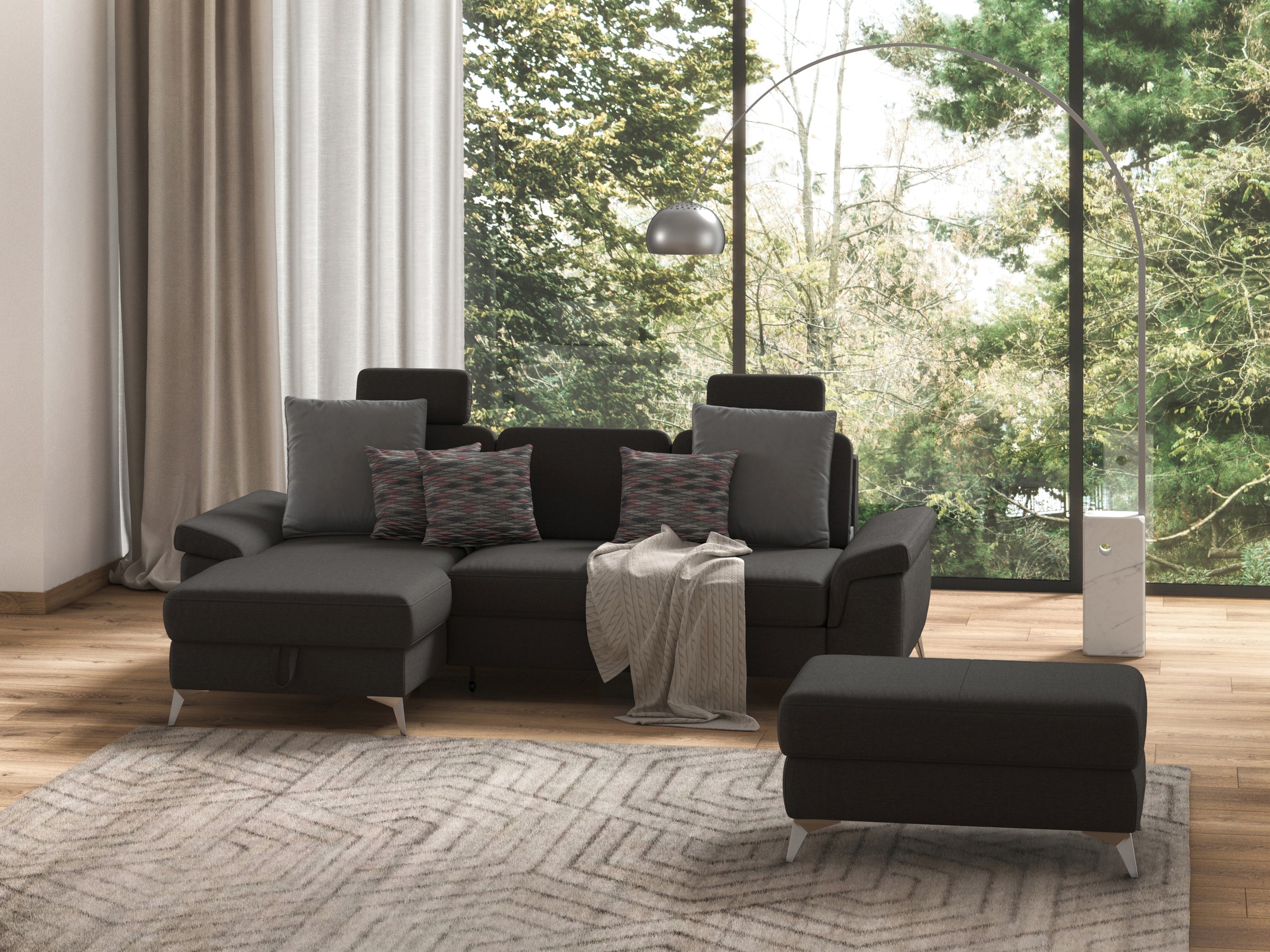 sit&more Ecksofa »Padua L-Form«, inklusive Sitztiefenverstellung, Armteilfunktion und Federkern