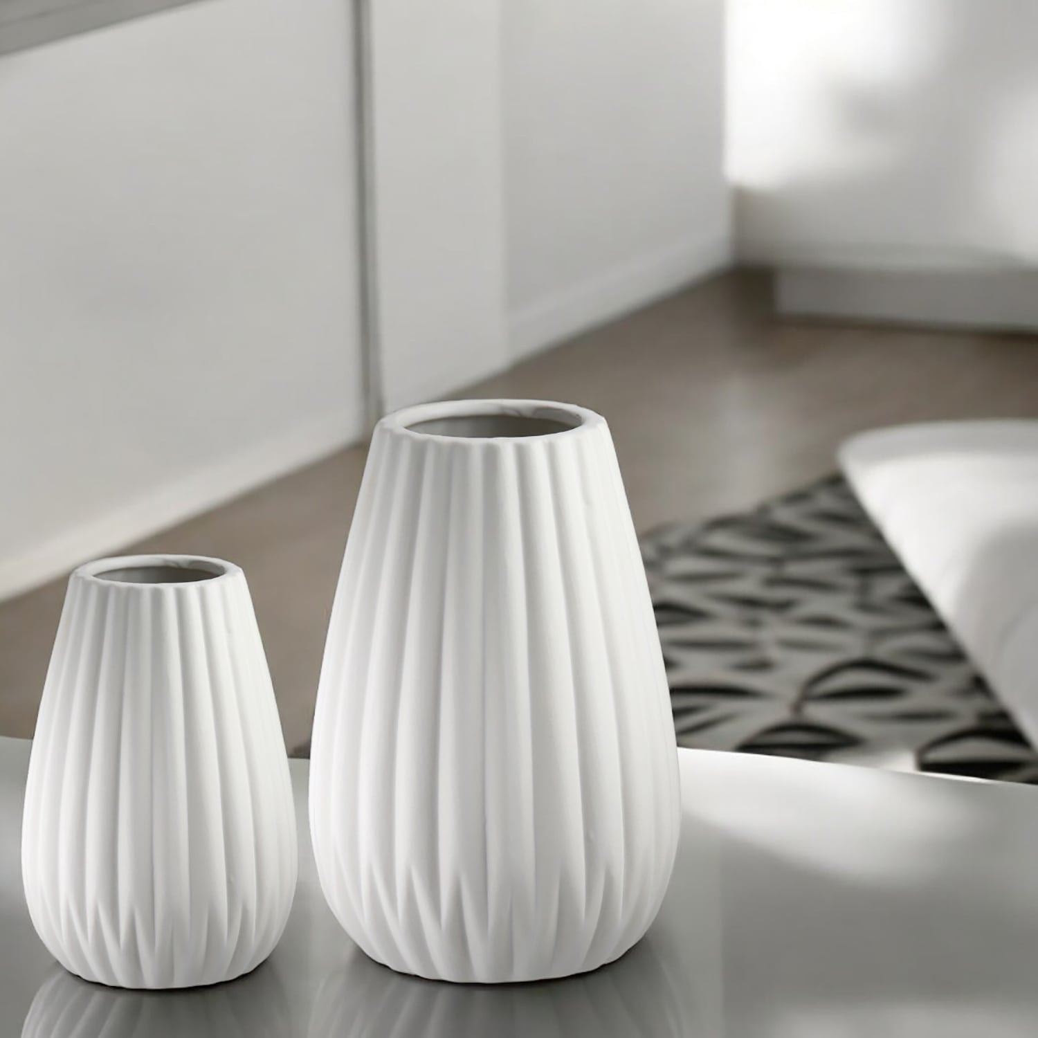 Casablanca by Gilde Tischvase »2tlg. Set Vase Piega weiß H.17 cm«, (1 St.)