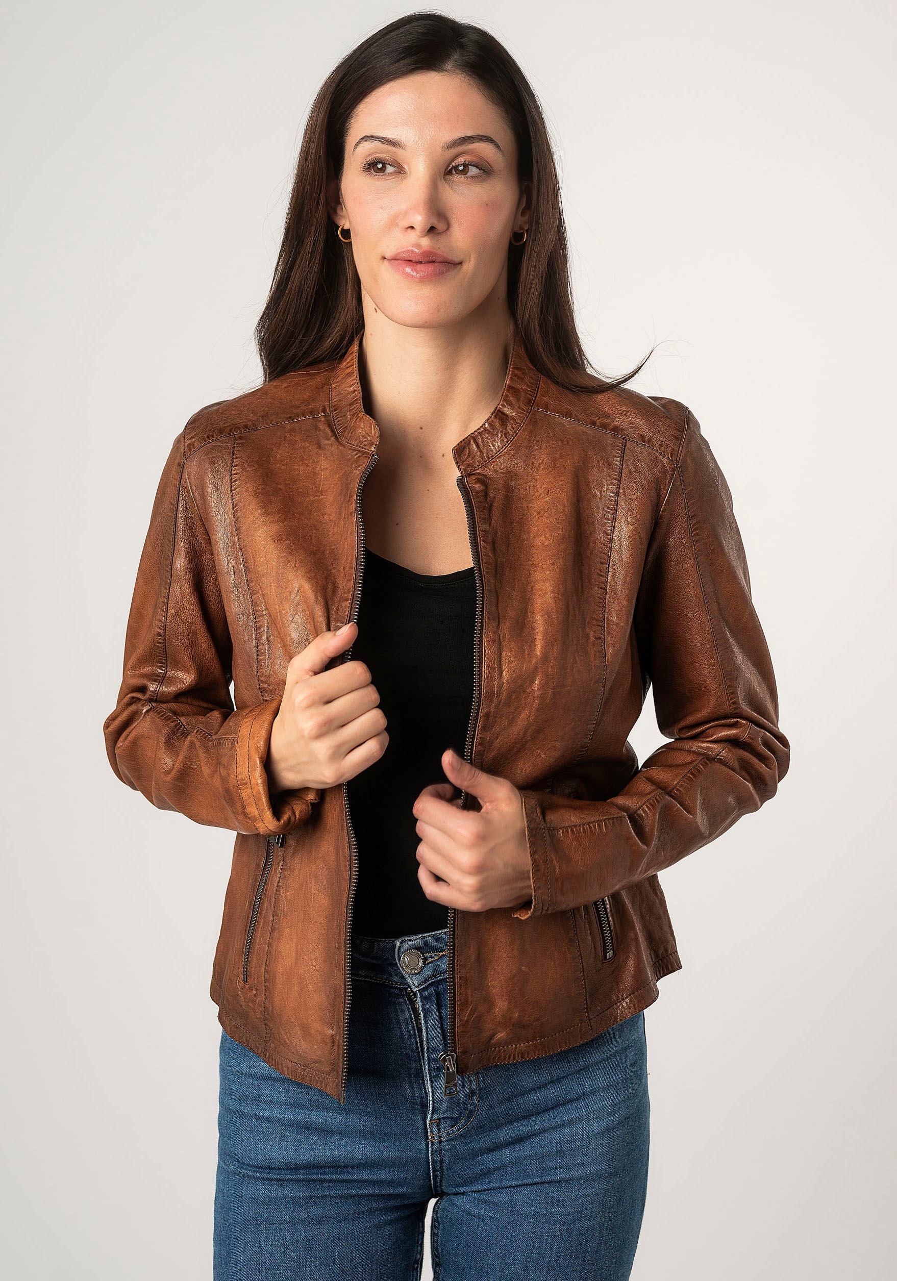 Mauritius Lederjacke »MWAndriana«, mit Stehkragen