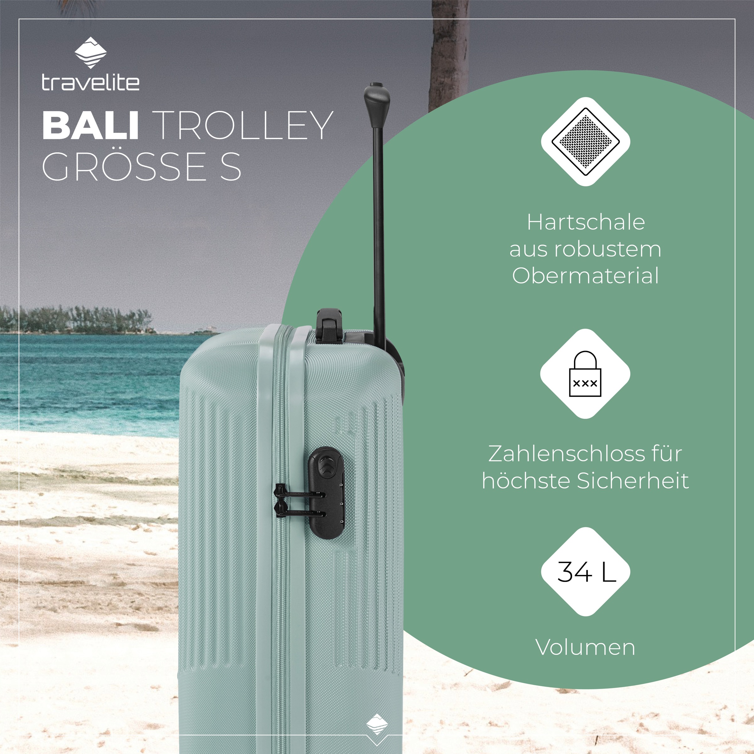 travelite Hartschalen-Trolley »BALI, in verschiedenen Größen und Farben«, 4 Rollen, Hartschallenkoffer Reisegepäck Reisekoffer TSA Schloss