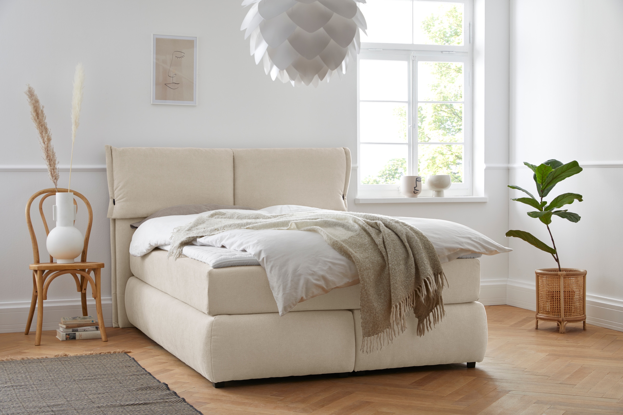 andas Boxspringbett "Jenson", in 4 Farben, 4 Breiten, 3 Matratzenarten in 2 günstig online kaufen