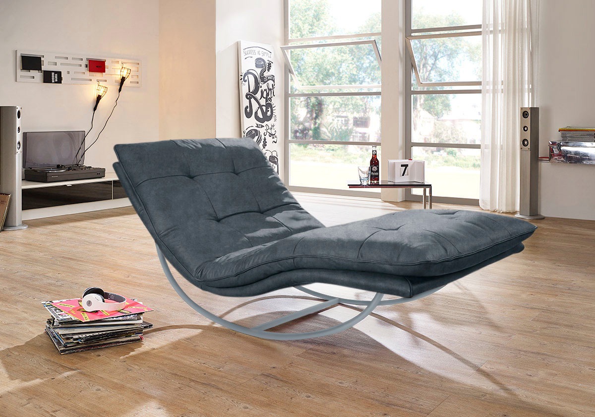 W.SCHILLIG Relaxliege »daily dreams«, in Waffelkissen-Optik, Schaukelgestell silber matt, in 2 Breiten