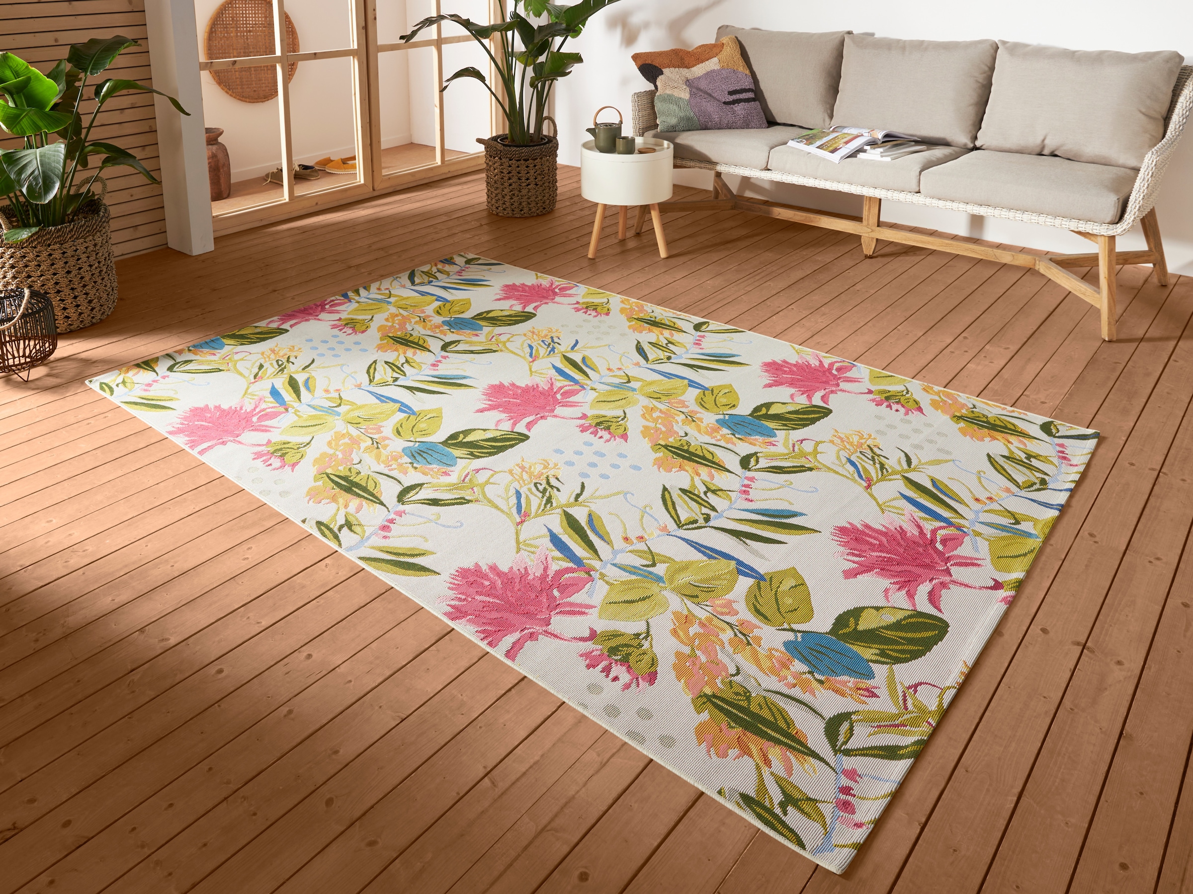 HANSE Home Outdoorteppich »Flowers and Leaves«, rechteckig, 3 mm Höhe, In-& günstig online kaufen