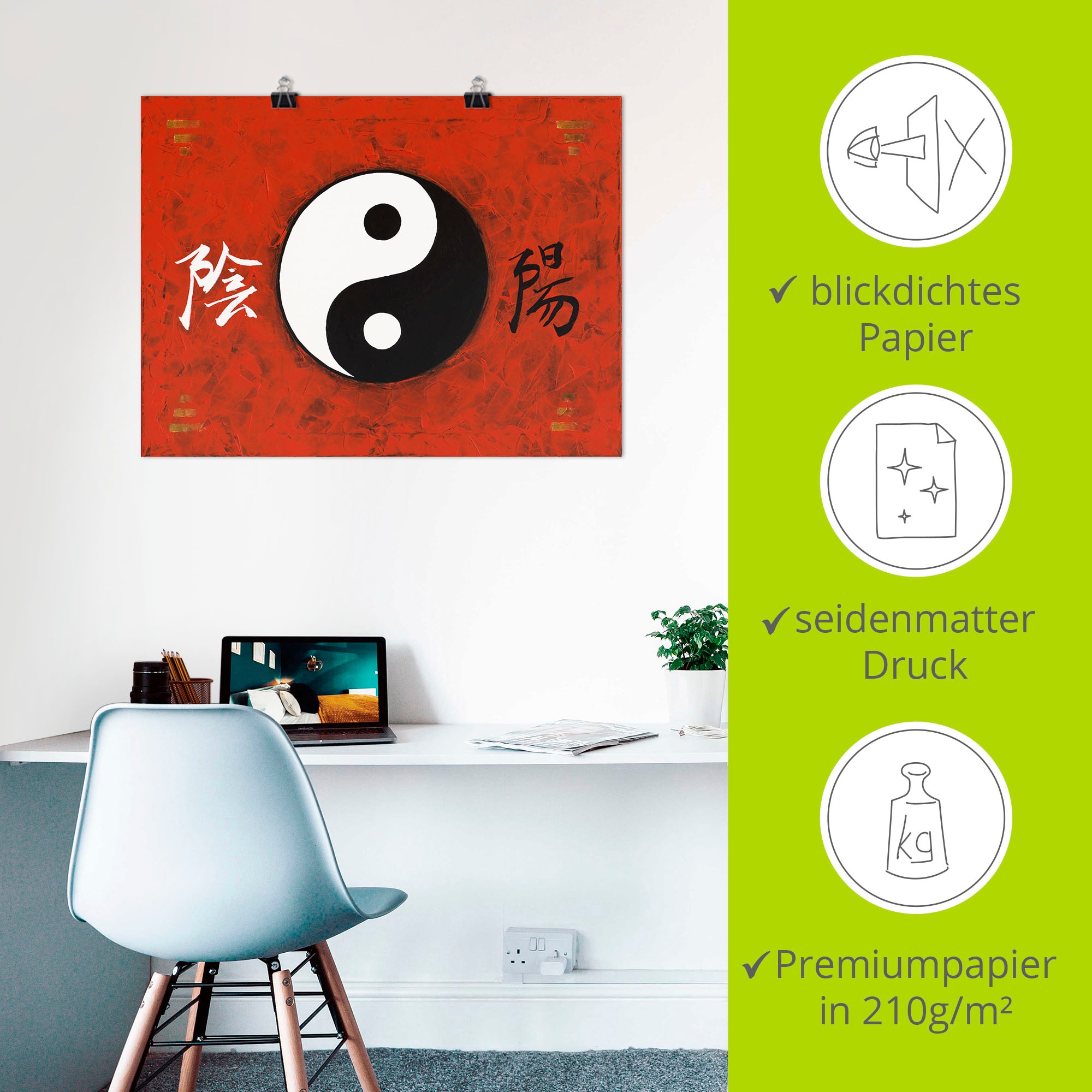 Artland Wandbild »Yin & Yang«, Zeichen, (1 St.), als Alubild, Outdoorbild, Poster in verschied. Größen