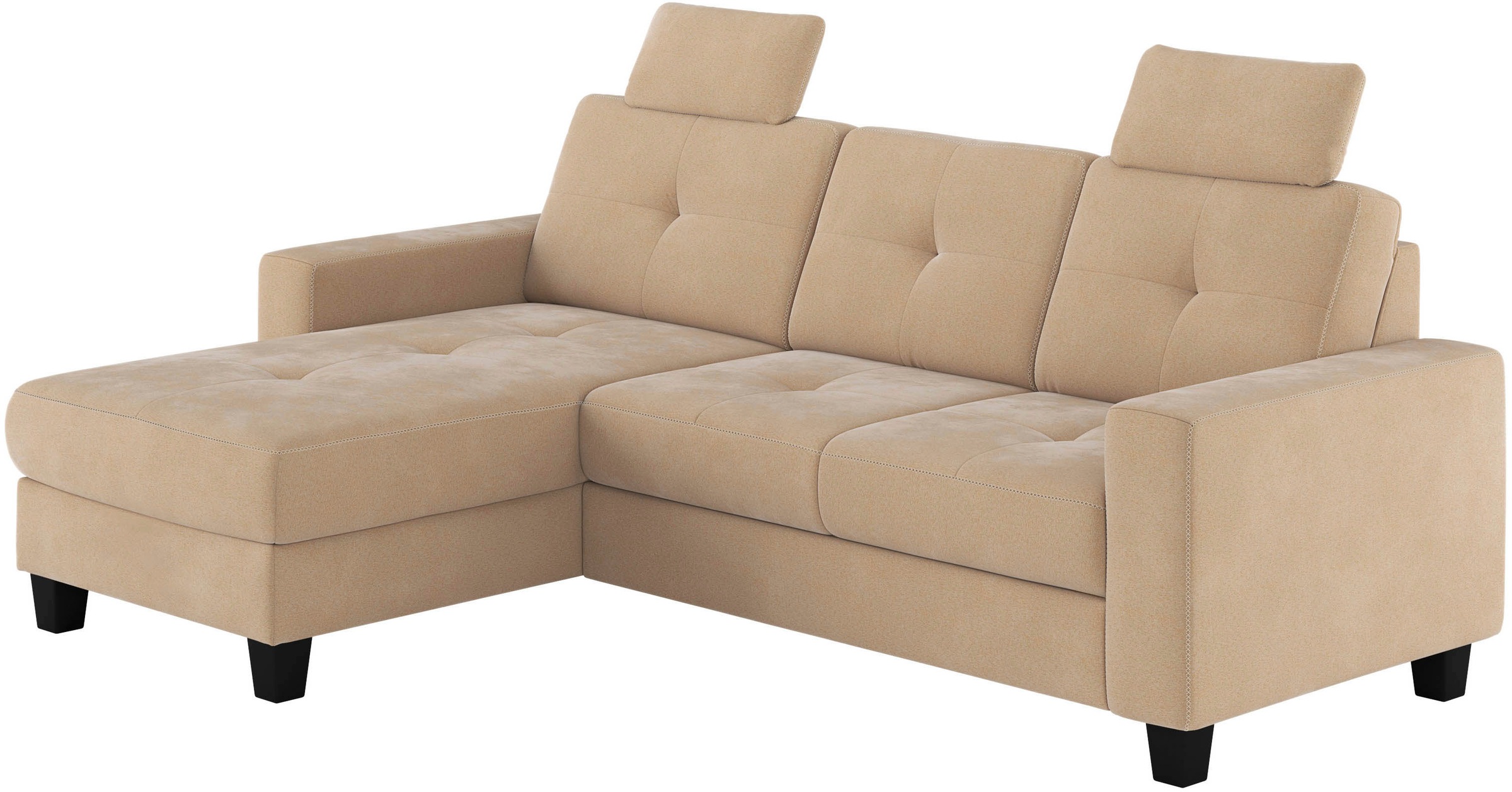 Places of Style Ecksofa »Varese L-Form«, wahlweise mit Bettfunktion und Bettkasten