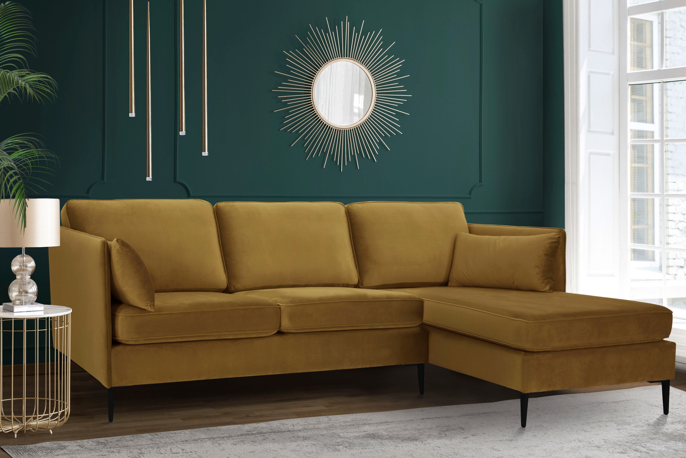 Leonique Ecksofa »Light L-Form«, inklusive loser Zierkissen, mit schmalen A günstig online kaufen