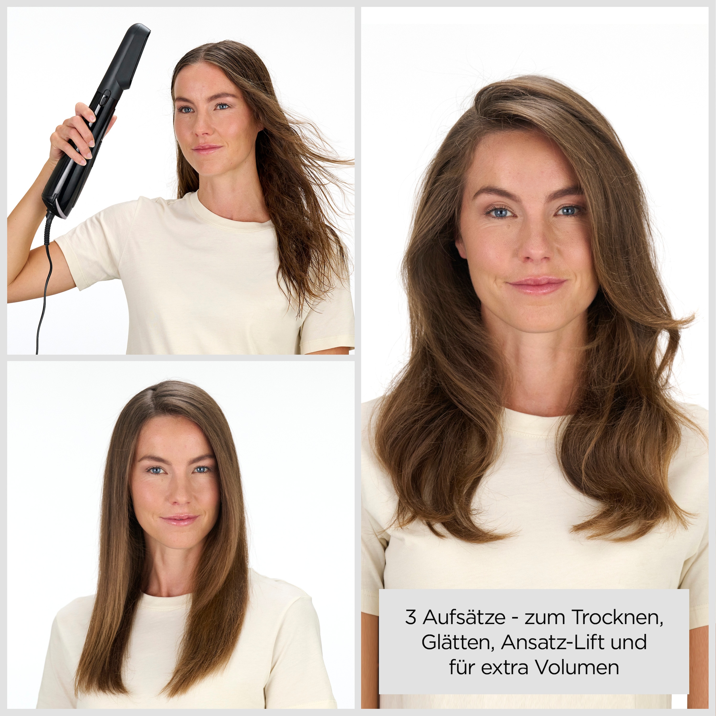 BaByliss Warmluftbürste »BaByliss Style Smooth 1000 Warmluftbürste mit 3 Aufsätzen, AS128E« 3 Aufsätze Rundbürstenföhn, Wet-to-Dry Styling, Ionen-Technologie, 1000W
