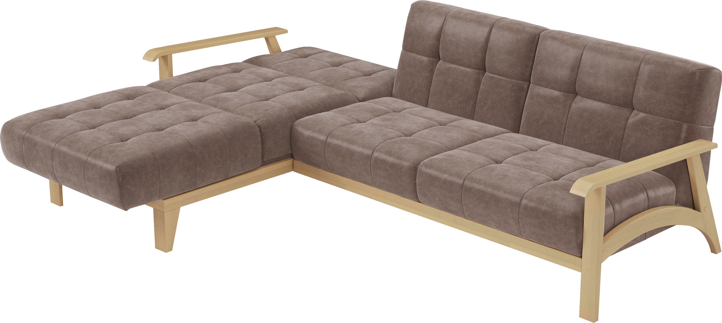 sit&more Ecksofa »Billund L-Form«, Armlehnen aus Buchenholz in natur, verschiedene Bezüge und Farben