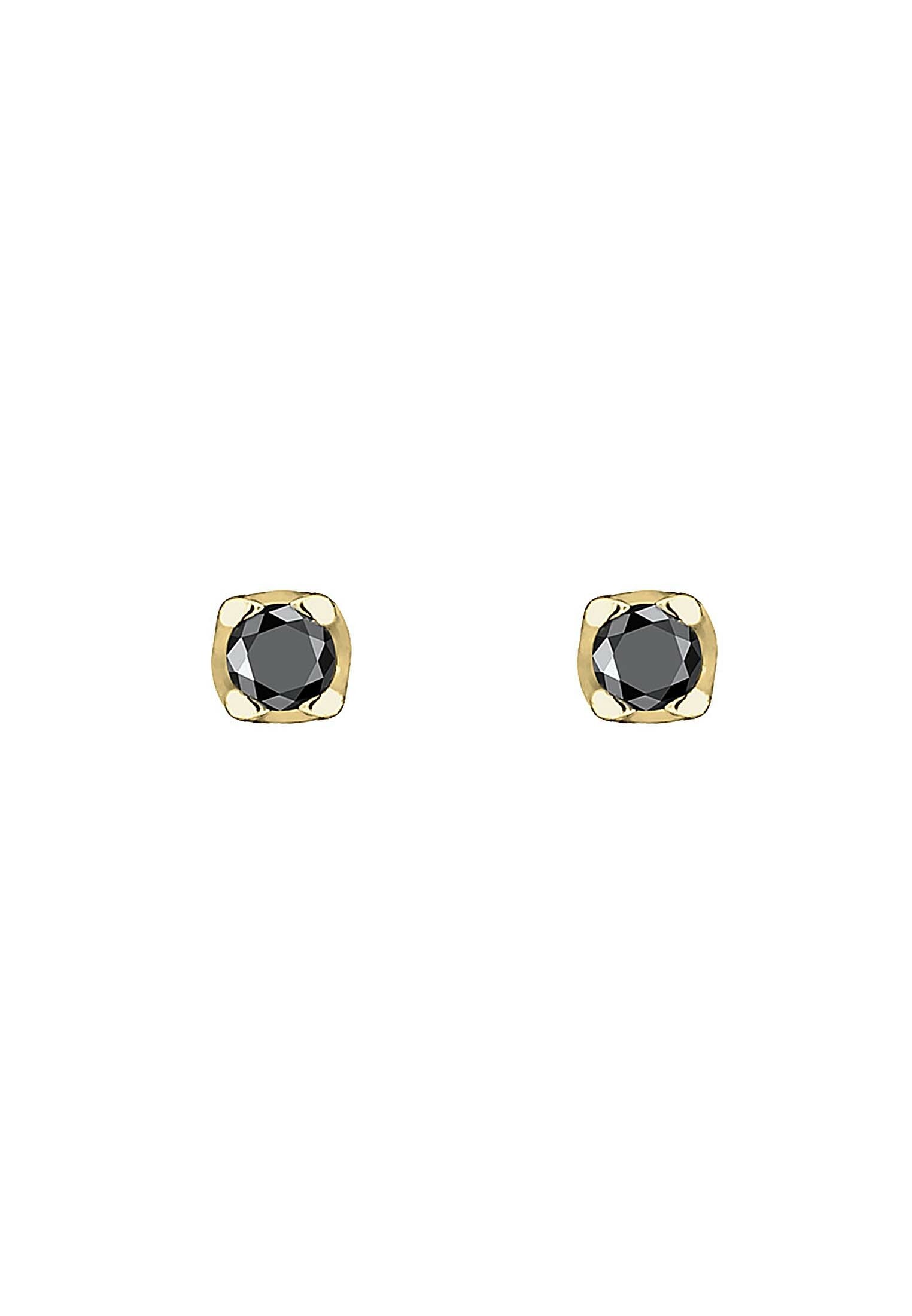 Elli DIAMONDS Paar Ohrstecker »Ohrstecker Diamant Schwarz Brilliant (0.03 ct) 375 Gelbgold«