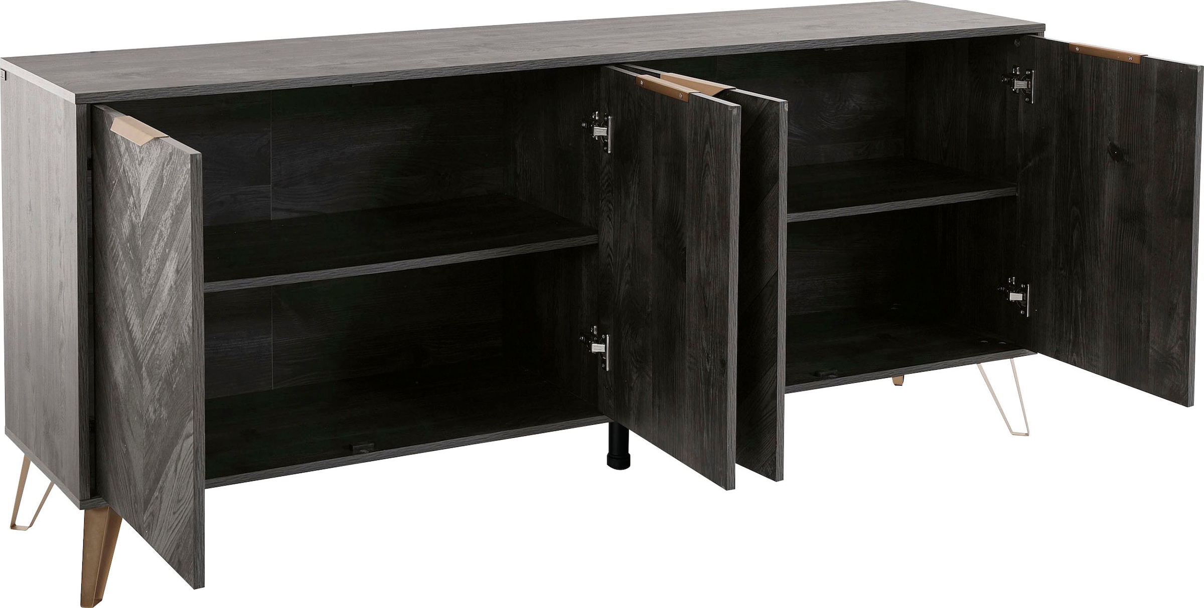 Leonique Sideboard »Nanterie«, Kommode mit Fischgrätenmuster, Breite 176,5 cm